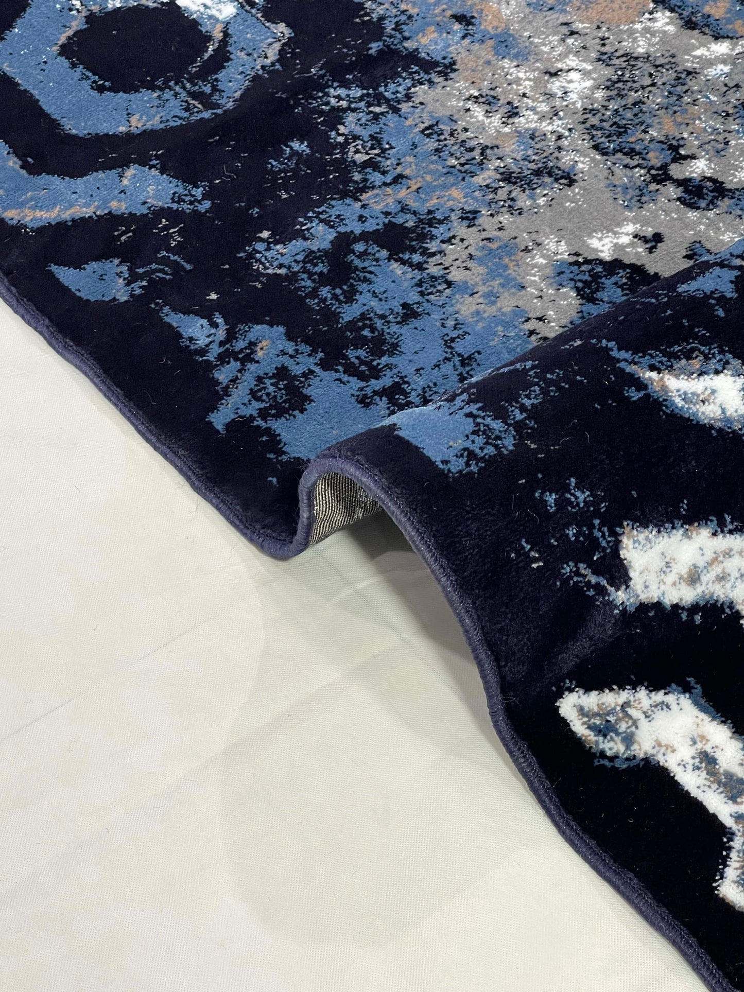 Modern Polypropylene Rug Back Woven(Article-381-Blue)
