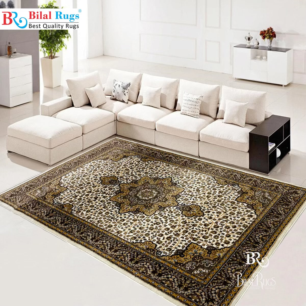 Persian polypropylene Rug,back woven(Article-141-Off white)
Size : 5ft width x 7.3ft length (150cm x 220cm)
