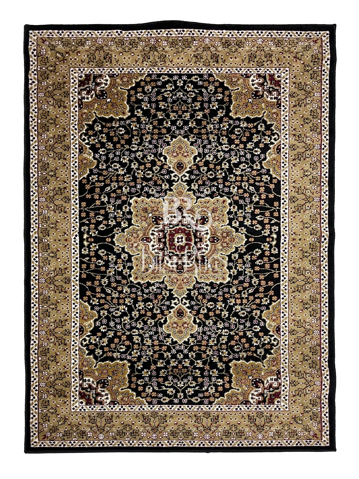 Persian polypropylene Rug,back woven(Article-766-Black)