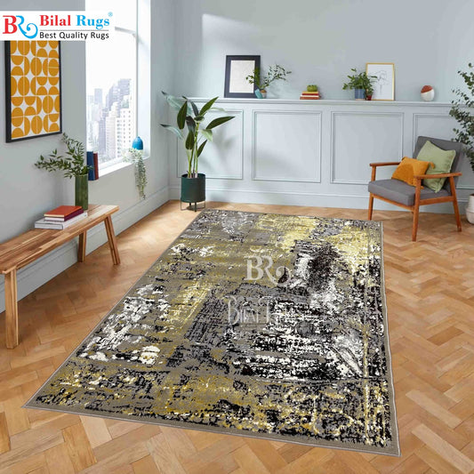 Pakistani Silk Woven Rug.(Article-1466-Light Beige , Gold ) Size : 5ft width  x 7.3ft length (150cm x 220cm)