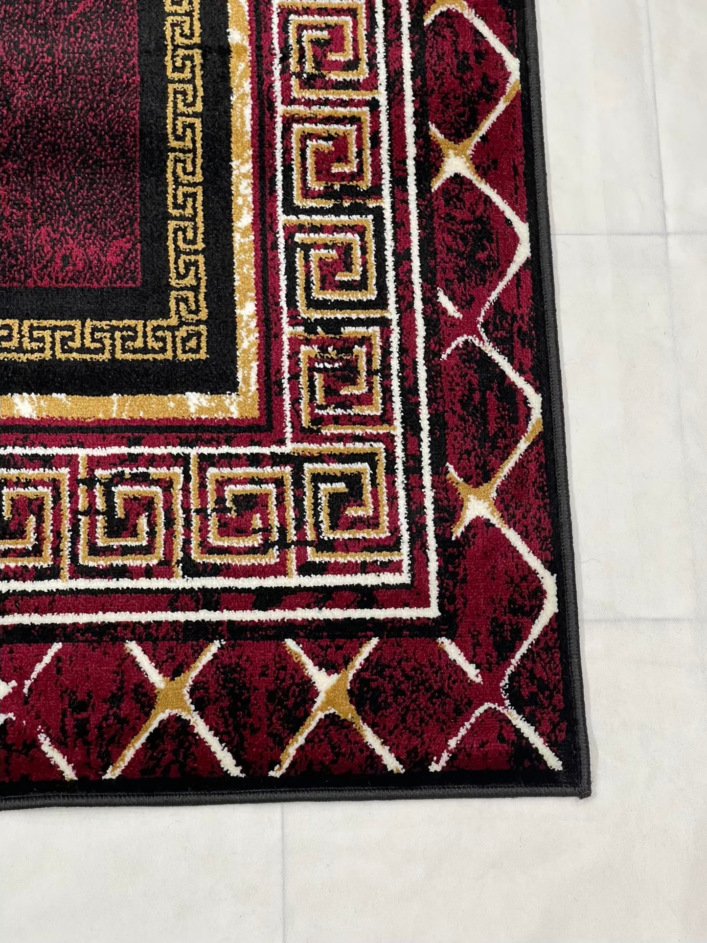Versace Polypropylene Rug,back woven(Article-76-Red)