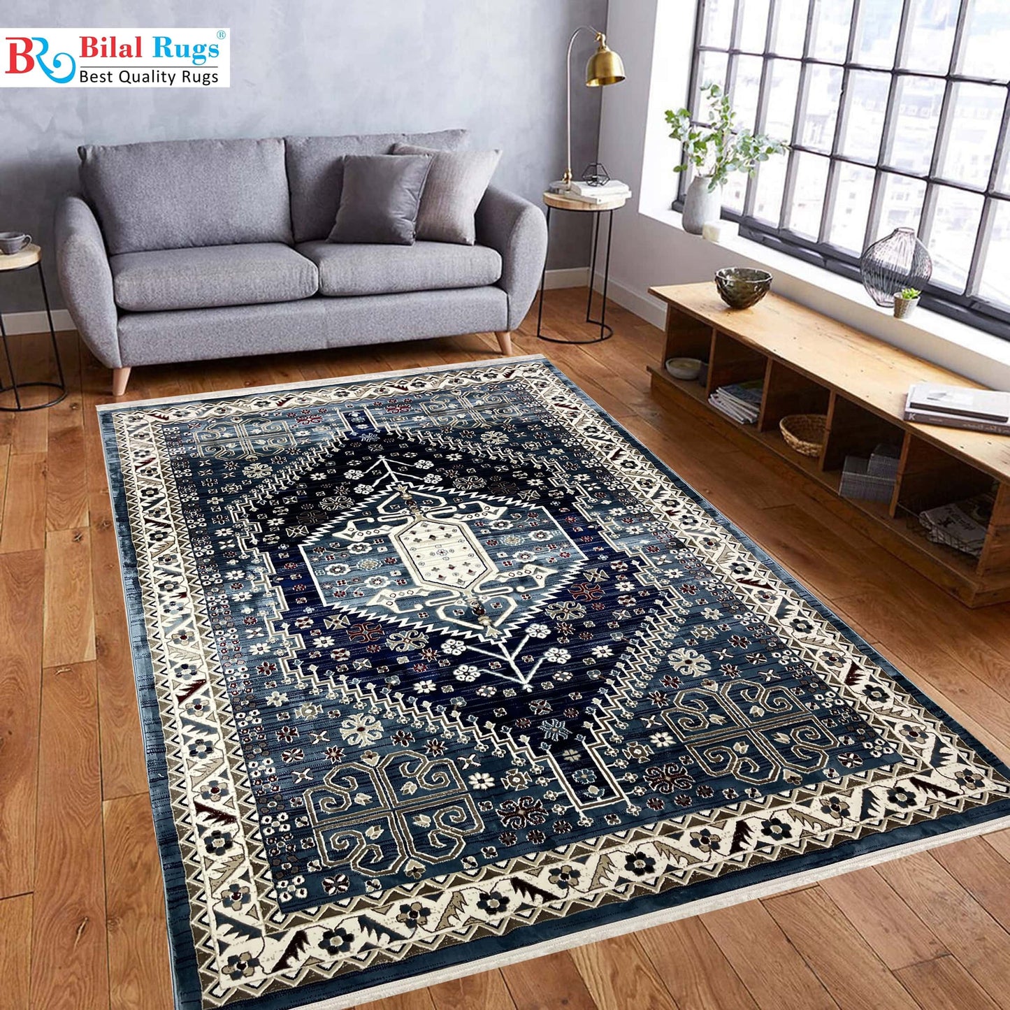 New Turkish Silk (Super Hair)
Size: 6.6 ft width x 9.6 ft length (200cm x 290cm)
Article -406- Grey , Blue