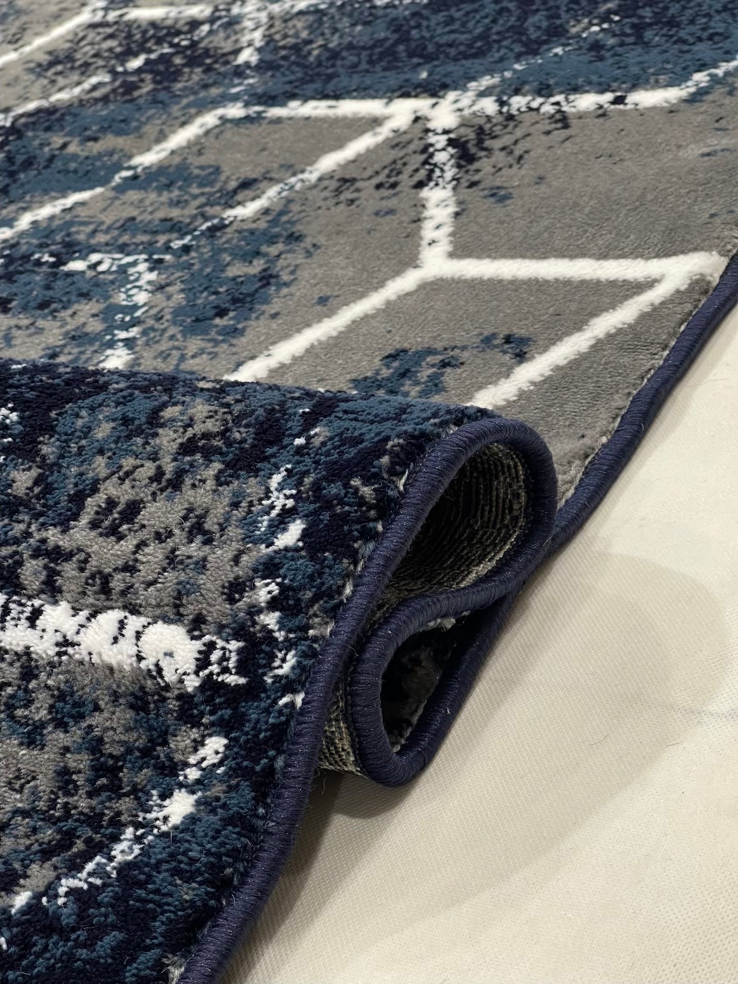Modern polypropylene Rug,back woven(Article-1212-Blue)