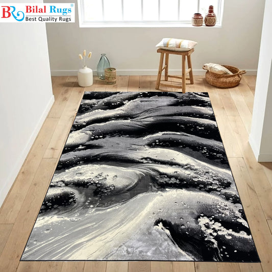 Turkish Top Quality Silk.(Article-1087-Black , Grey) Size: 6.6 ft width x 9.6 ft length (200cm x 290cm)