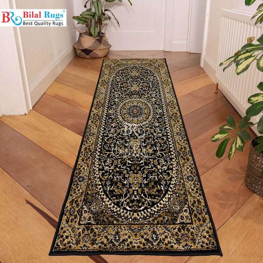 Black Persian Polypropylene Woven Runner.
Size : 2.6 ft width x 6.6 ft length