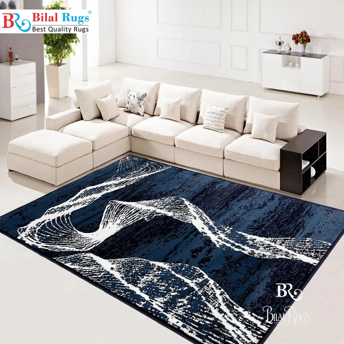 Modern polypropylene Rug,back woven(Article-1627-Blue)
Size : 5ft width x 7.3ft length (150cm x 220cm)