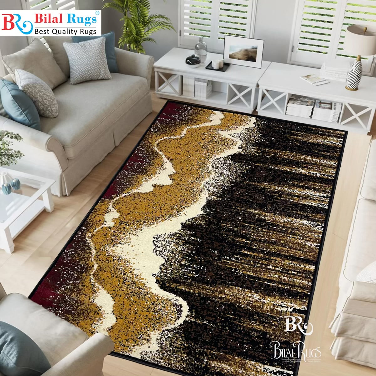 Modern polypropylene Rug,back woven(Article-670-Black)
Size : 5ft width x 7.3ft length (150cm x 220cm)