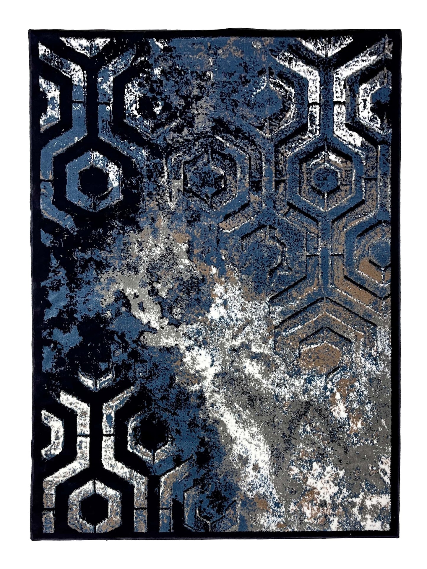 Modern Polypropylene Rug Back Woven(Article-381-Blue)