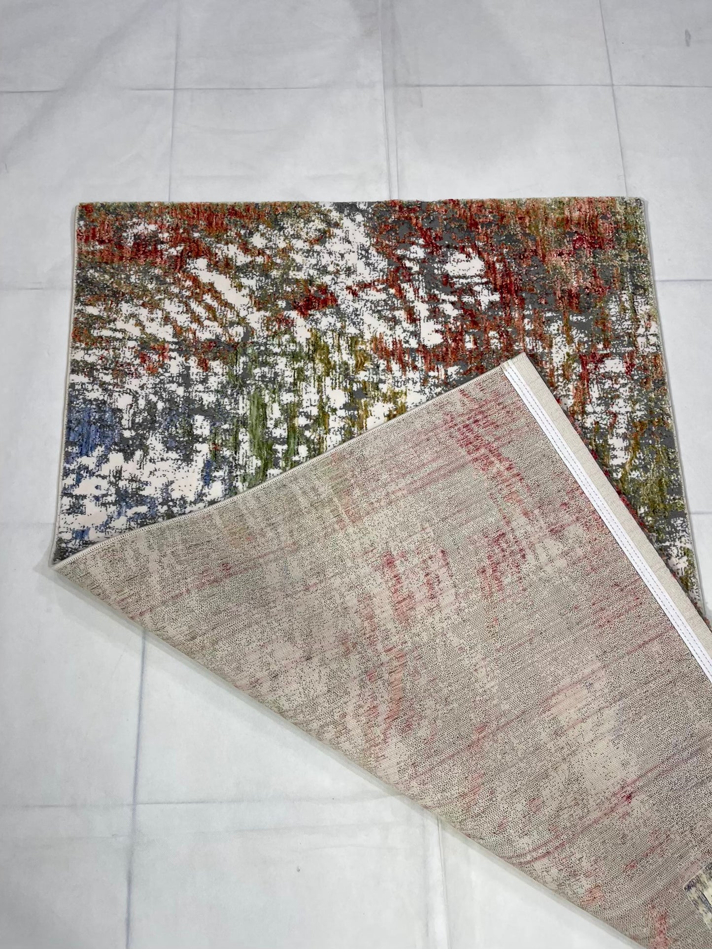 Irani viscose Rug , Woven Back Article-305-Grey , Multi Size : 3 ft width x 5 ft length (100 cm x 150cm)