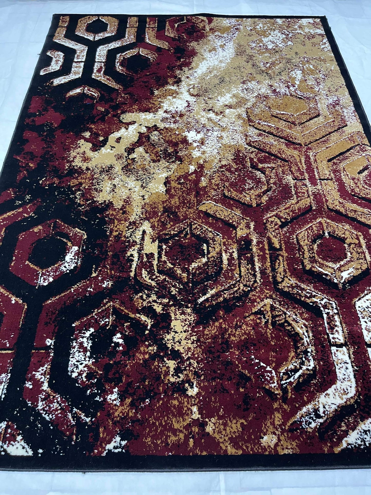 Modern polypropylene Rug,back woven(Article-4687-Black Multi)