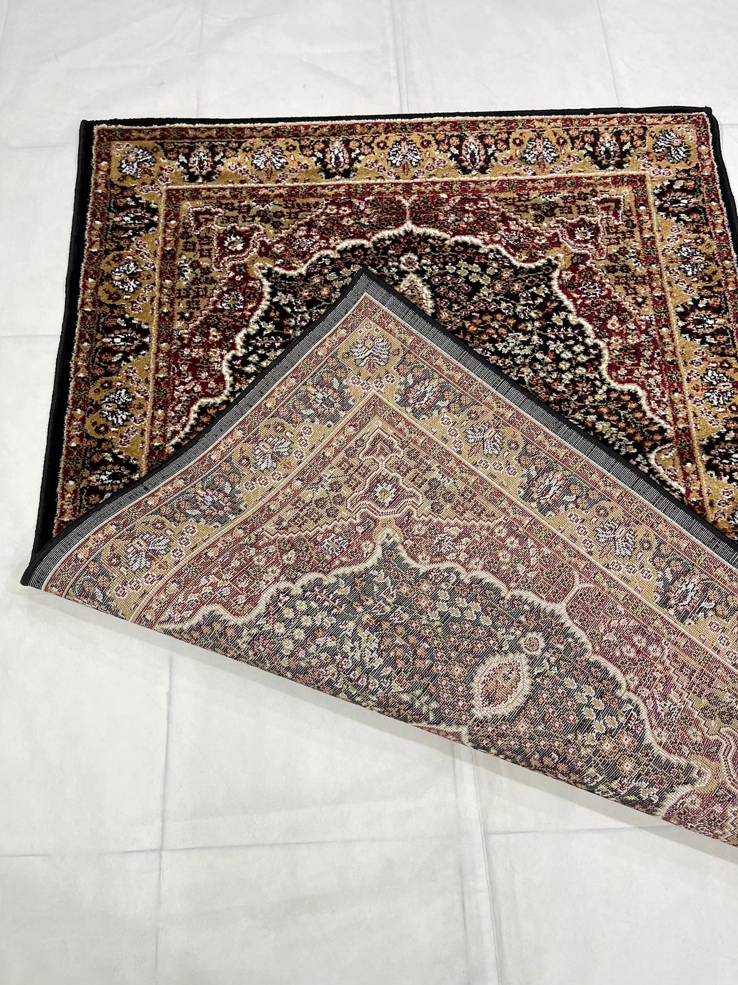 Persian Polypropylene Rug,Woven Back (Article-25-Black,Red) Size : 4 ft width x 5.6 ft length (120 cm x 170 cm)