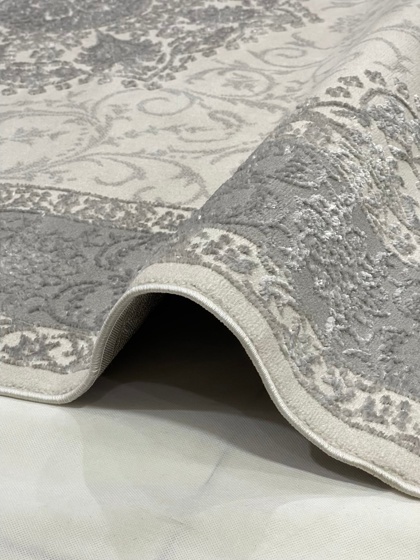 Turkish Polyester Silk.(Article-1601-Off white ) Size : 6.6 ft width x 9.6 ft length ( 200 cm x 290 cm)