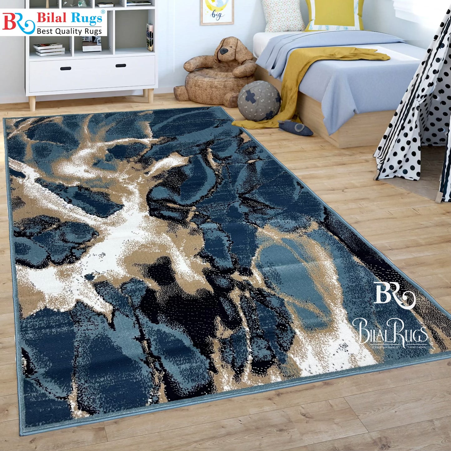 Modern polypropylene Rug,back woven(Article-349-Feroze)
Size : 5ft width x 7.3ft length (150cm x 220cm)