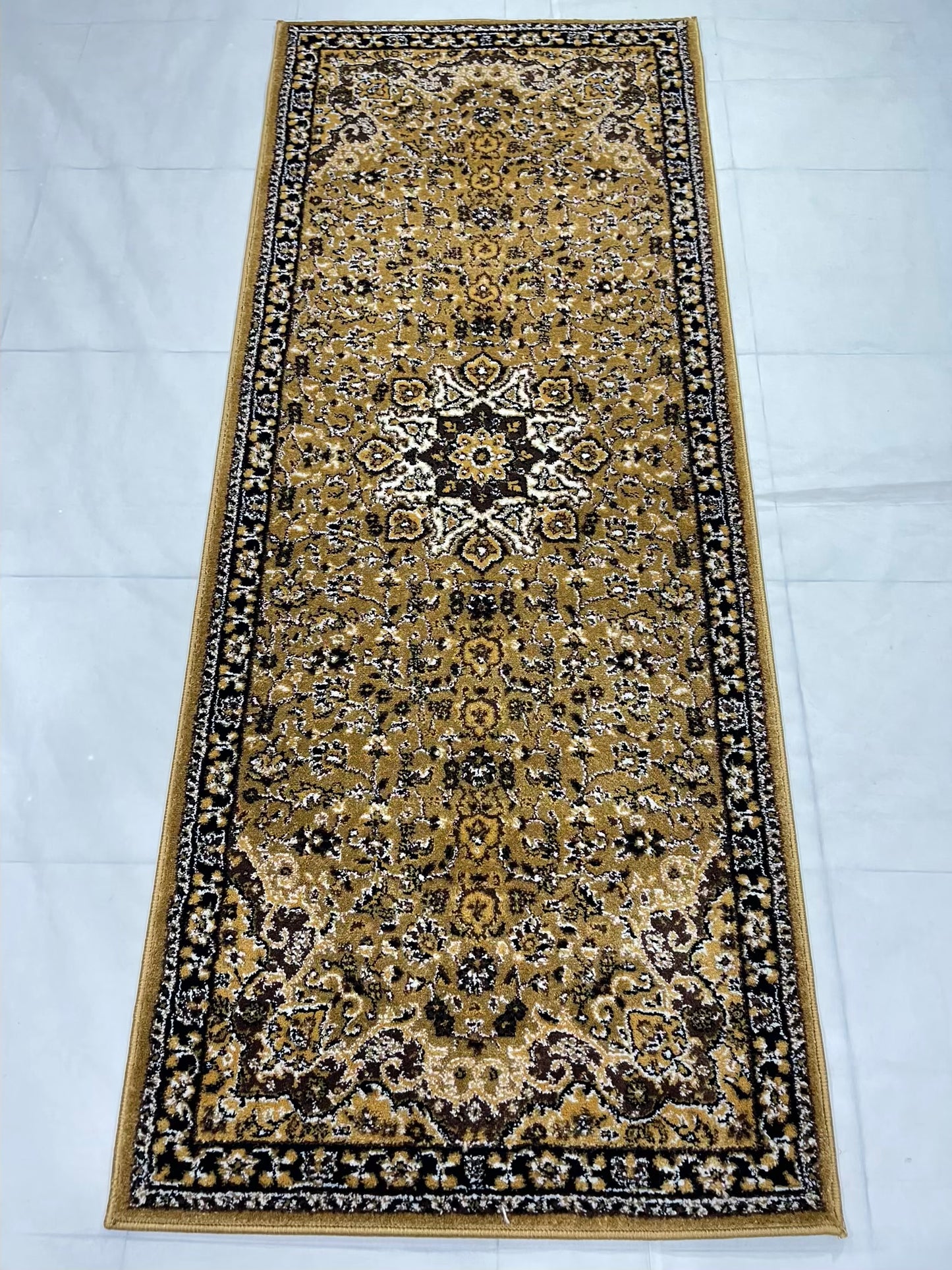 Beige Persian Polypropylene Woven Rug.
Size : 2.6 ft width x 6.6 ft length
(80 cm x 200cm)
