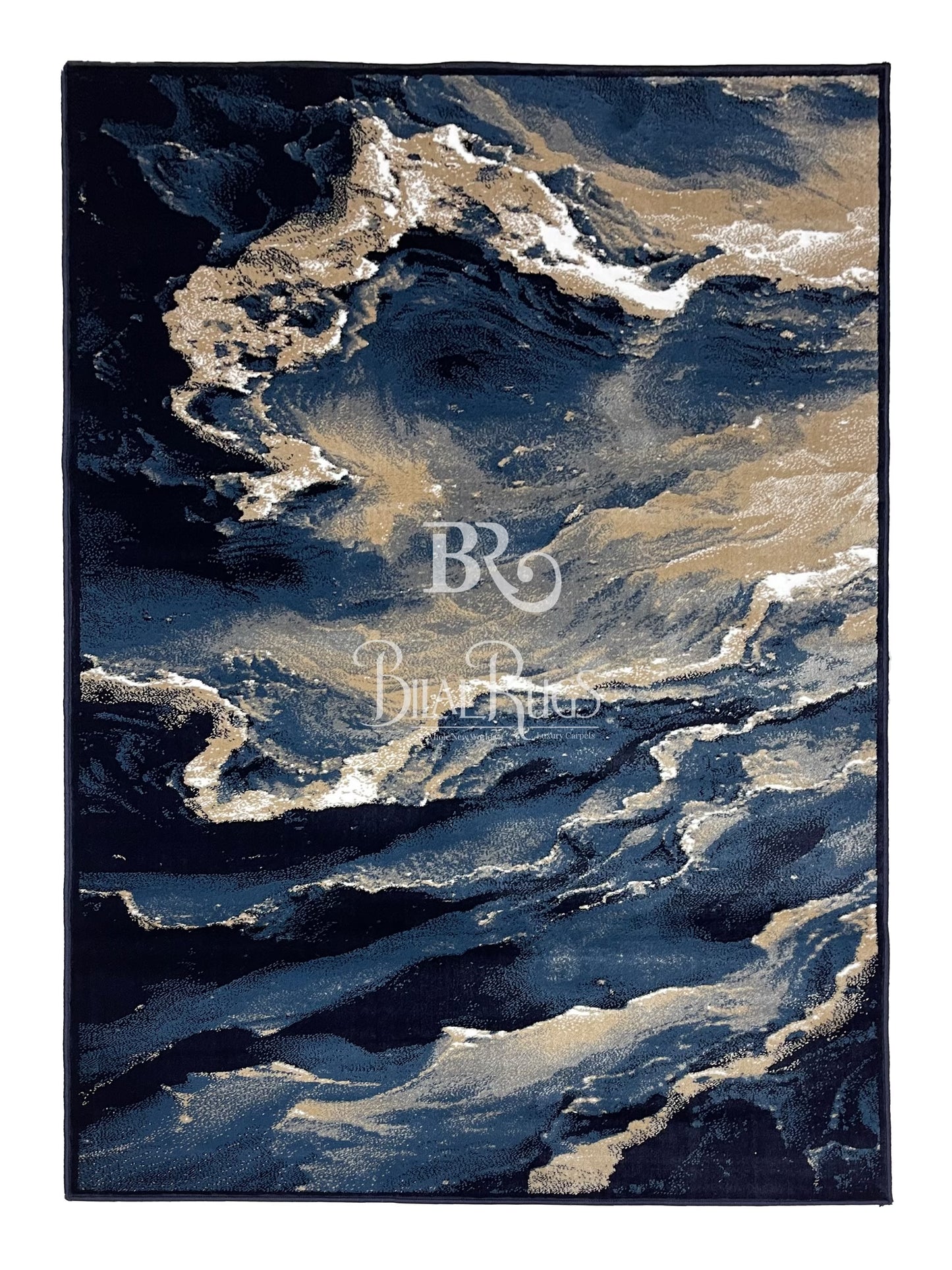 Modern polypropylene Rug,back woven(Article-872-Blue)
Size : 5ft width x 7.3ft length (150cm x 220cm)