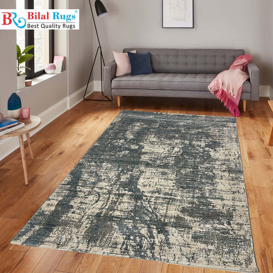 New Turkish Vintage Silky Woven Rug.
Article-1804-Grey & off white 
 Size : 5.3 ft width x 7.8 ft length
(160 cm x 230 cm)
