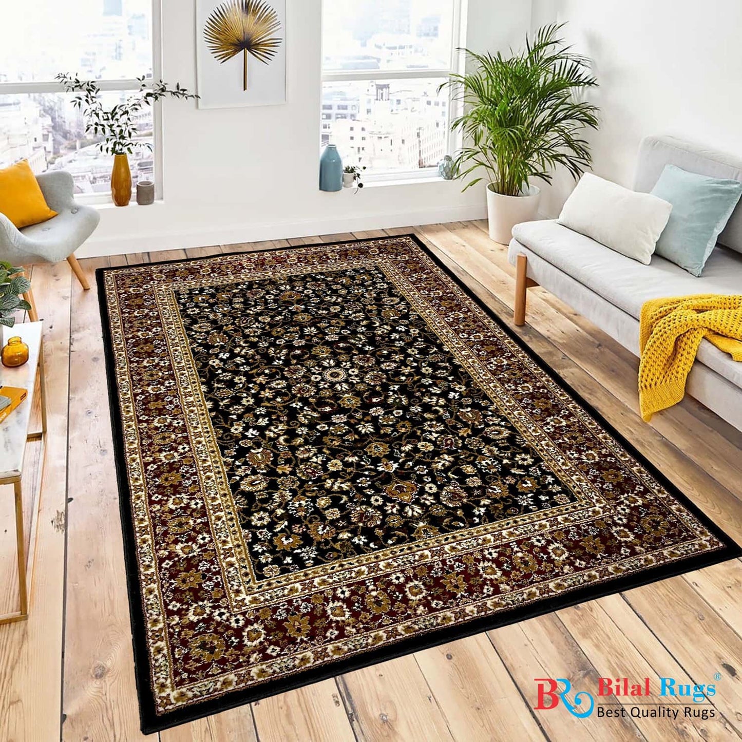 Allover polypropylene Rug,back woven(Article-140-Black)