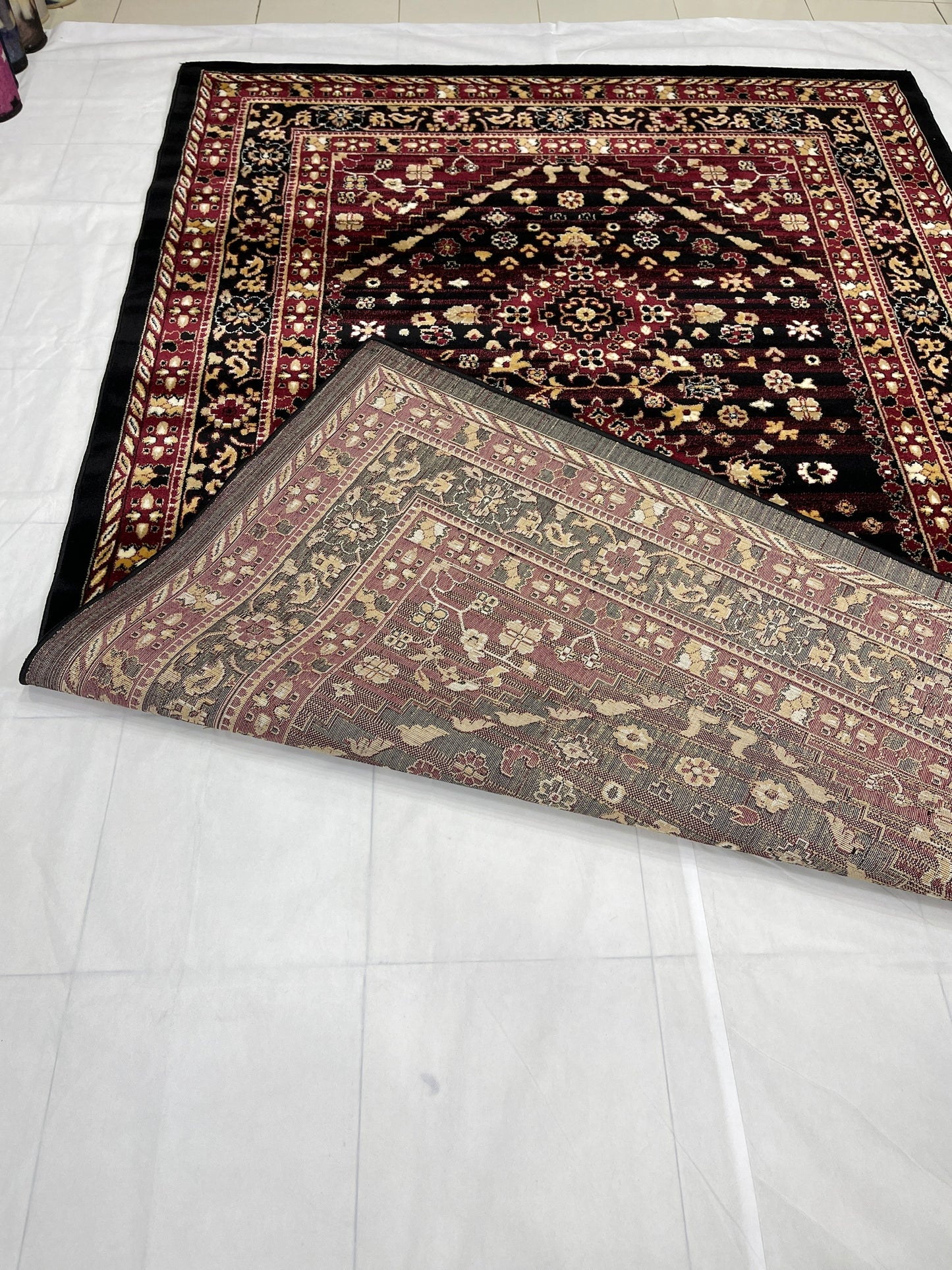 Persian polypropylene Rug,back woven(Article-23-Black)