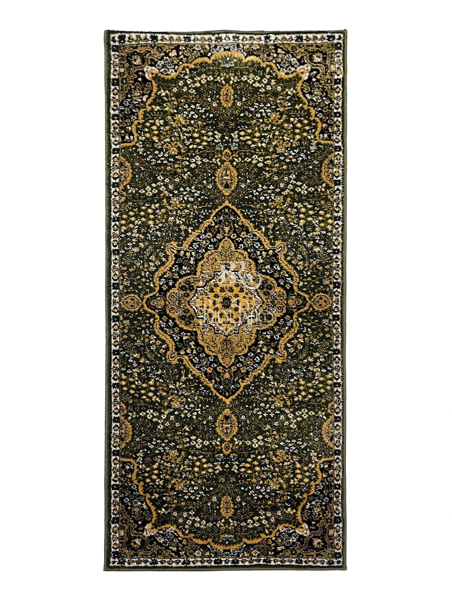 Green Persian Polypropylene Woven Runner.
 Size : 2.6 ft width x 6.6 ft length
 (80 cm x 200cm)