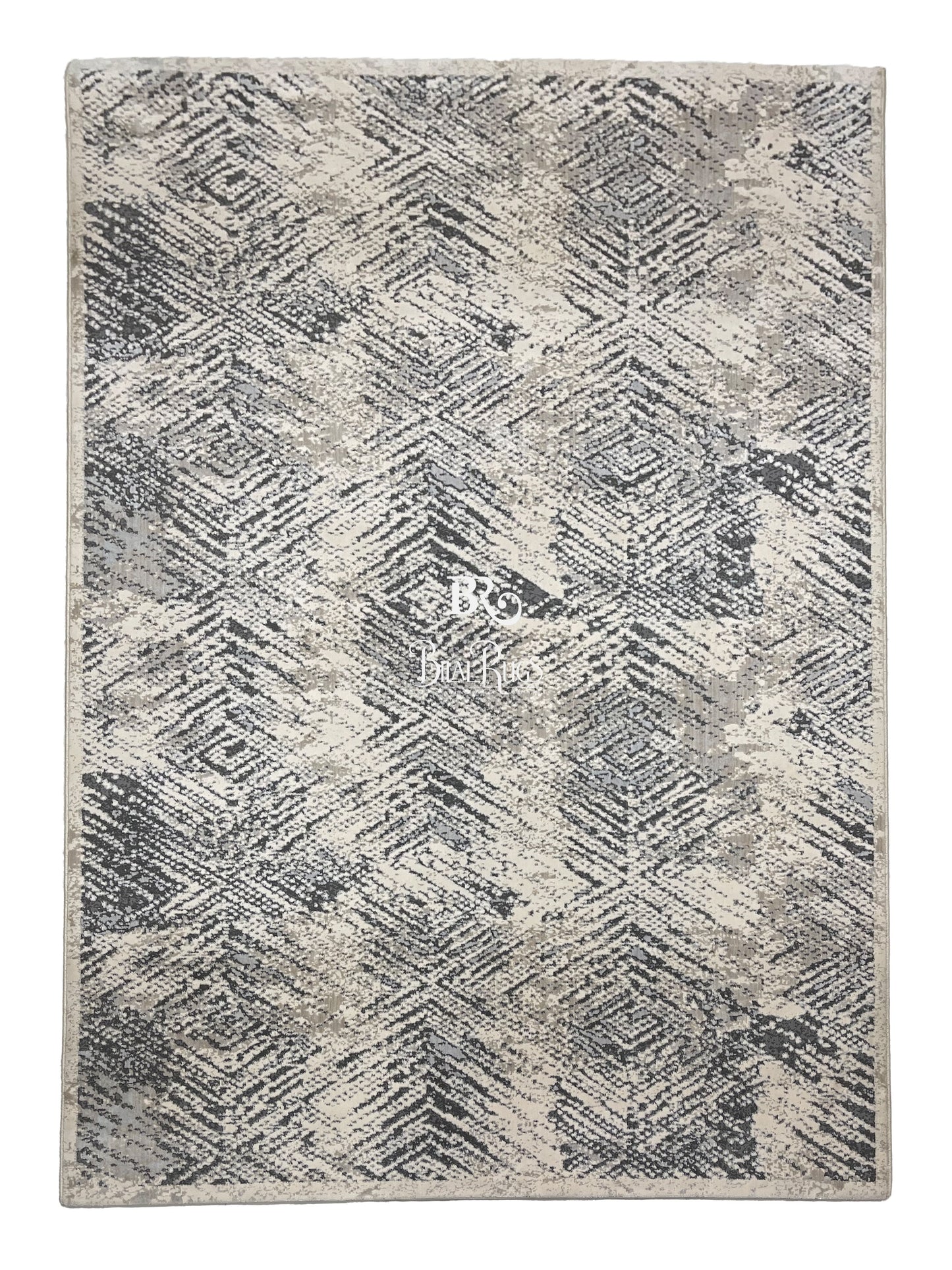 Irani Vintage Woven Rug.  Article -2076-Grey , Off white Size: 5 ft width x 7.3 ft length (150cm x 220cm)