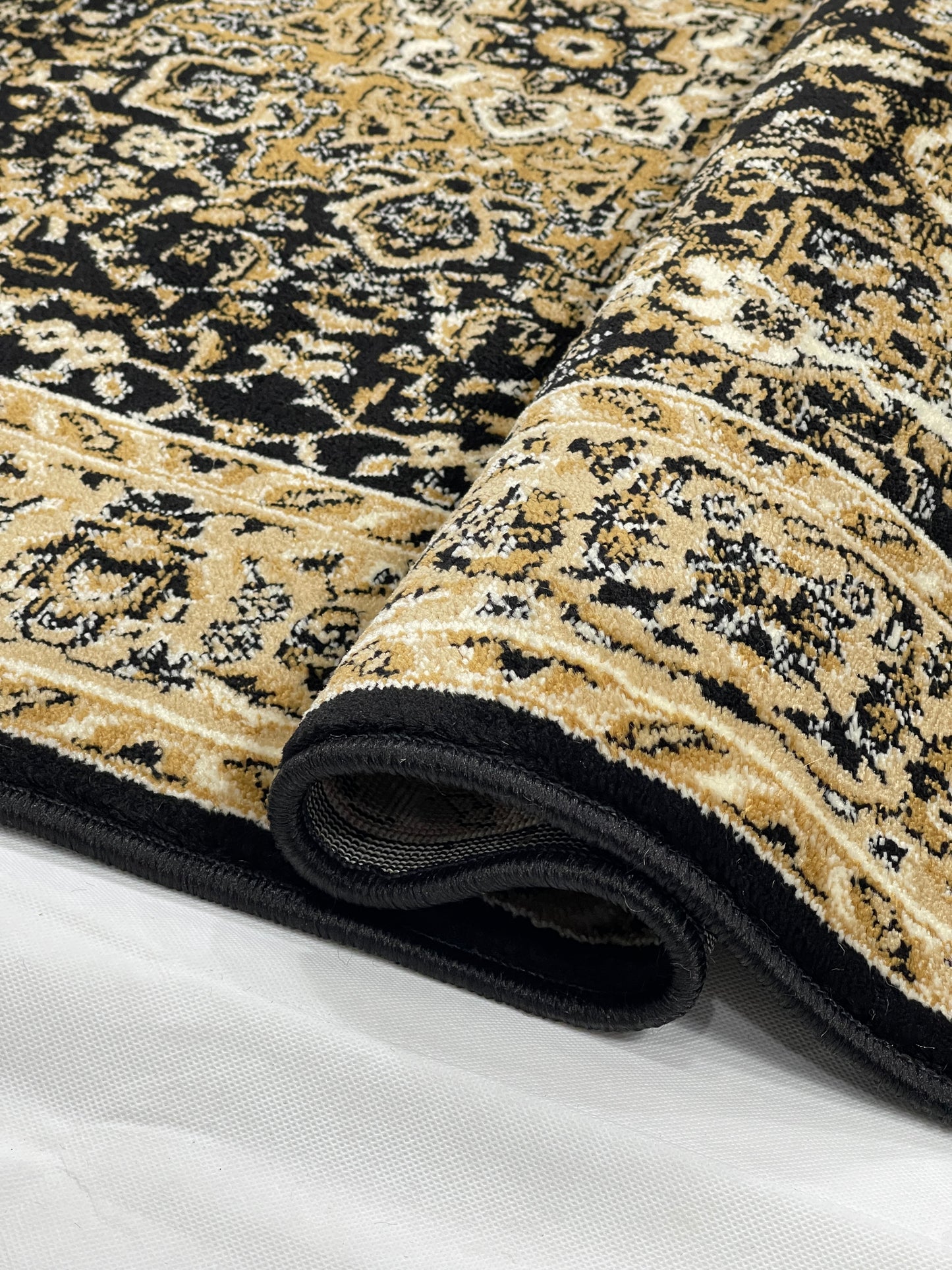 Persian polypropylene Rug,back woven (Article-20-Black) Size : 4 ft width x 5.6 ft length (120 cm x 170 cm)