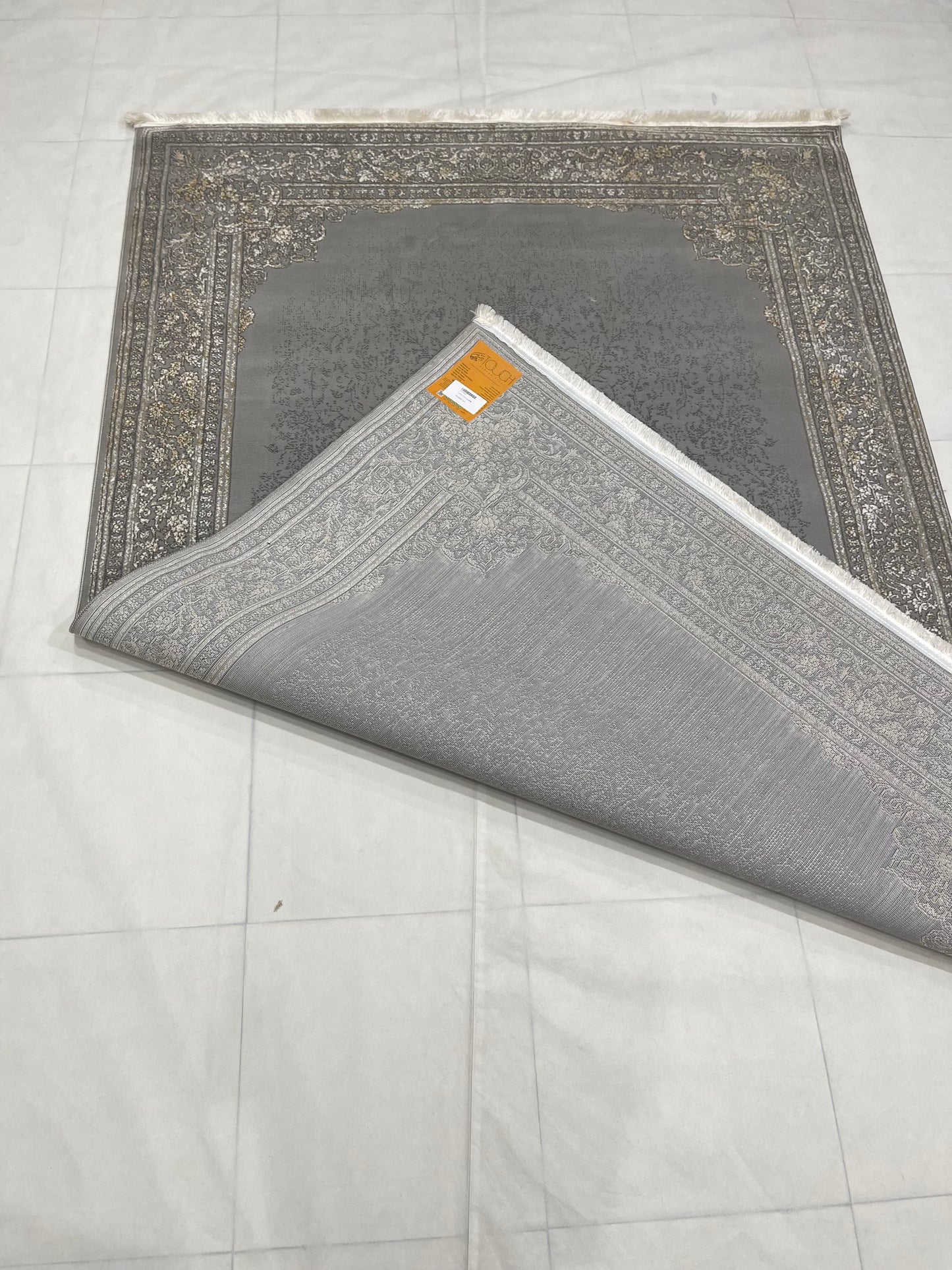 Irani Vintage Woven Rug.  Article -2077-Grey Size: 5 ft width x 7.3 ft length (150cm x 220cm)