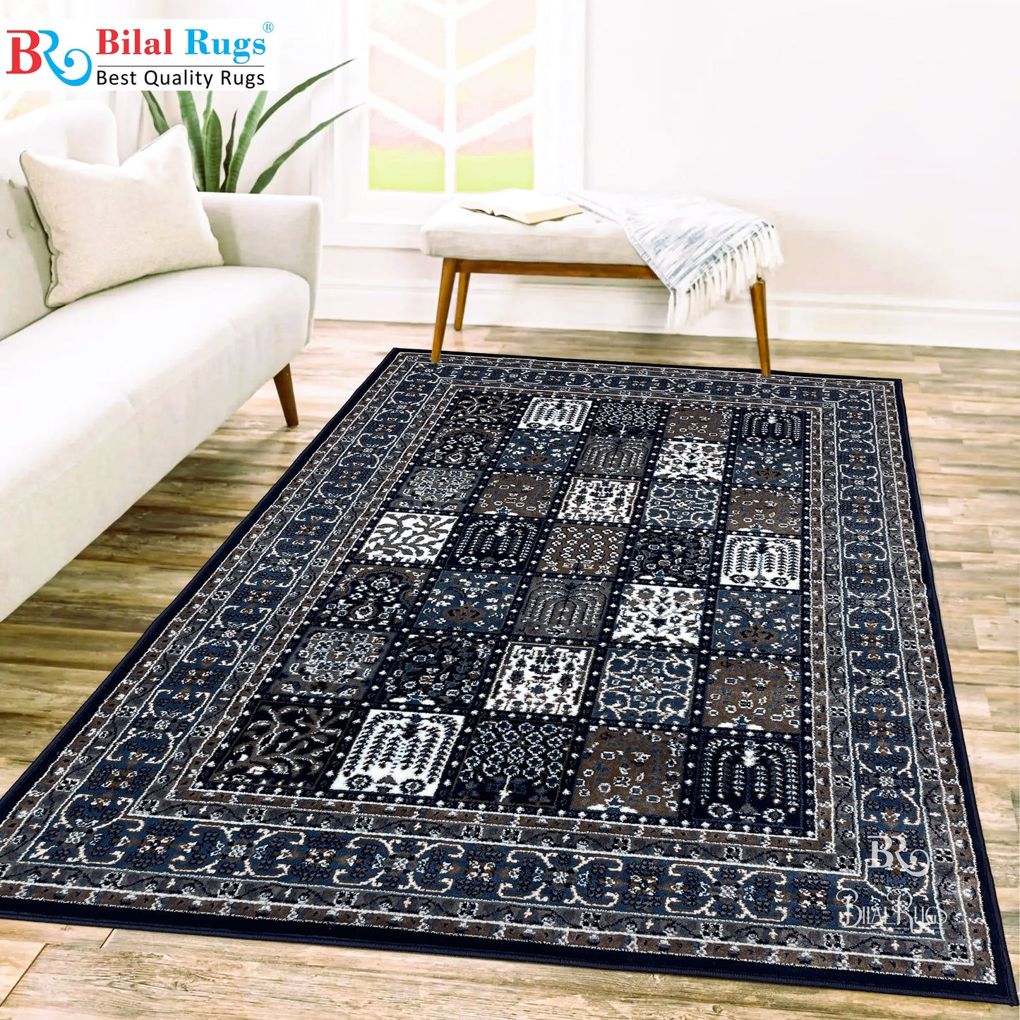 Persian Polypropylene Rug,back woven(Article-26-Dark Blue)