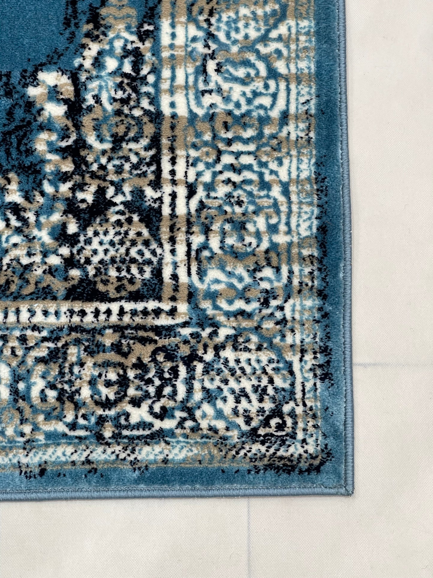 Polyester Silk Woven Rug.(Article-1456-Blue) Size : 3 ft width x 5 ft length ( 100cm x 150cm)
