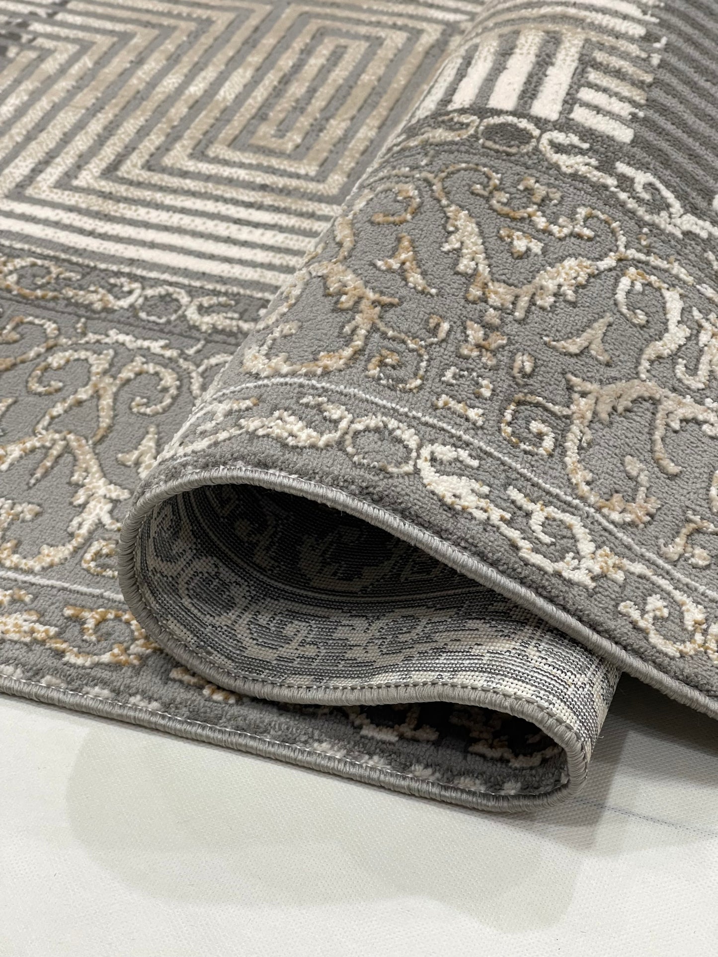 Irani Vintage Woven Rug.  Article -2079-Grey Size: 5 ft width x 7.3 ft length (150cm x 220cm)