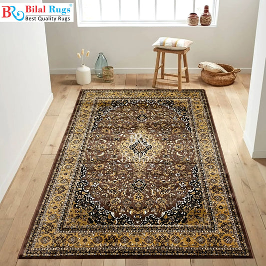 Persian  polypropylene Rug,back woven(Article-01-Brown)
Size : 6.6 ft width x 9.6 ft length (200cm x 290cm)