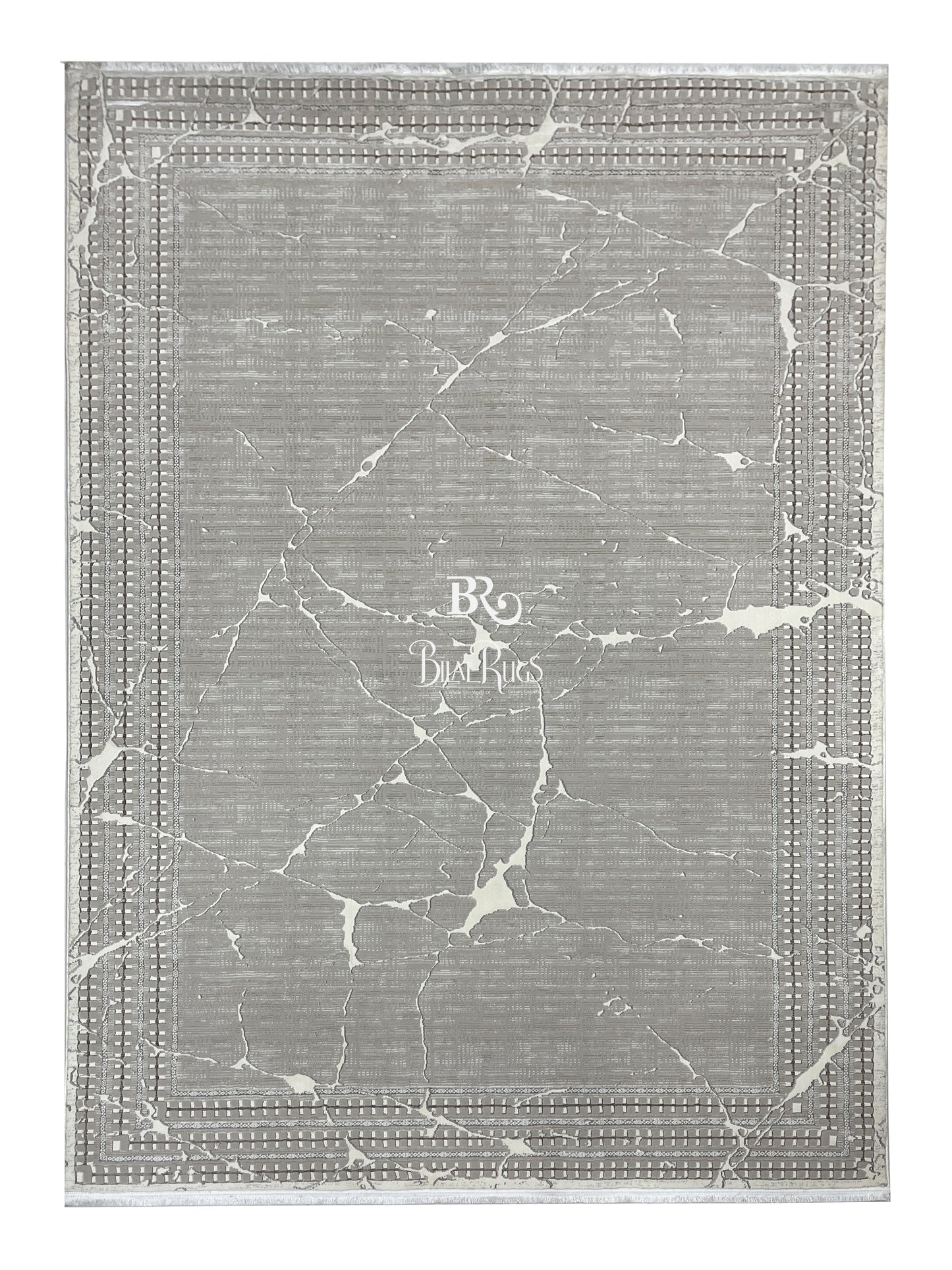 New Turkish Silk (Surya A) 
Size: 6.6 ft width x 9.6 ft length (200cm x 290cm)
Article -626- Off White , Grey