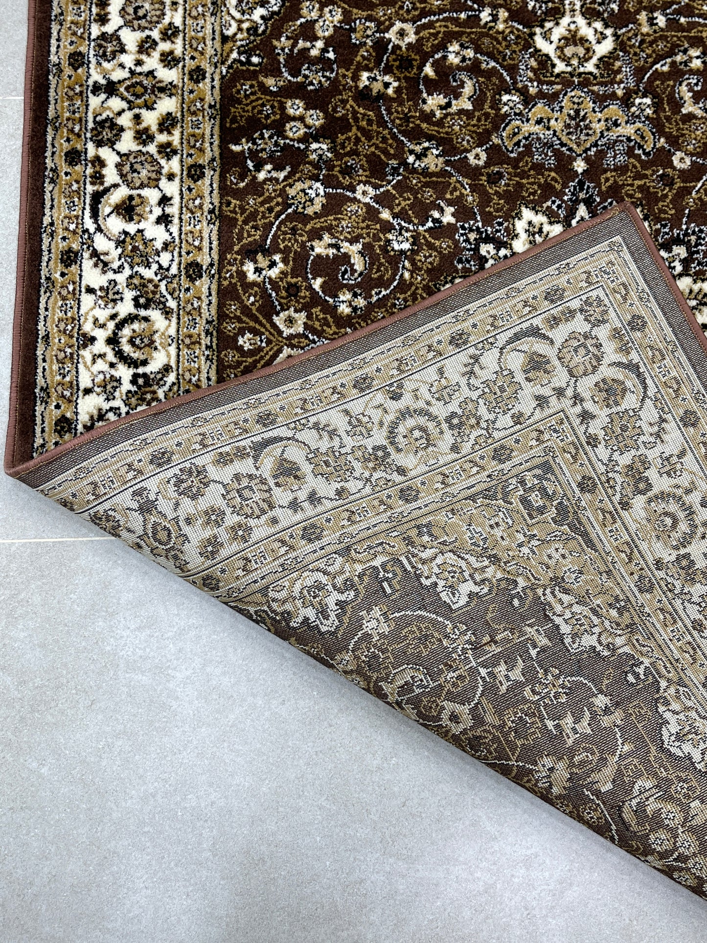 Persian Polypropylene Rug,back woven(Article-19-Brown) Size : 5ft width  x 7.3ft length (150cm x 220cm)