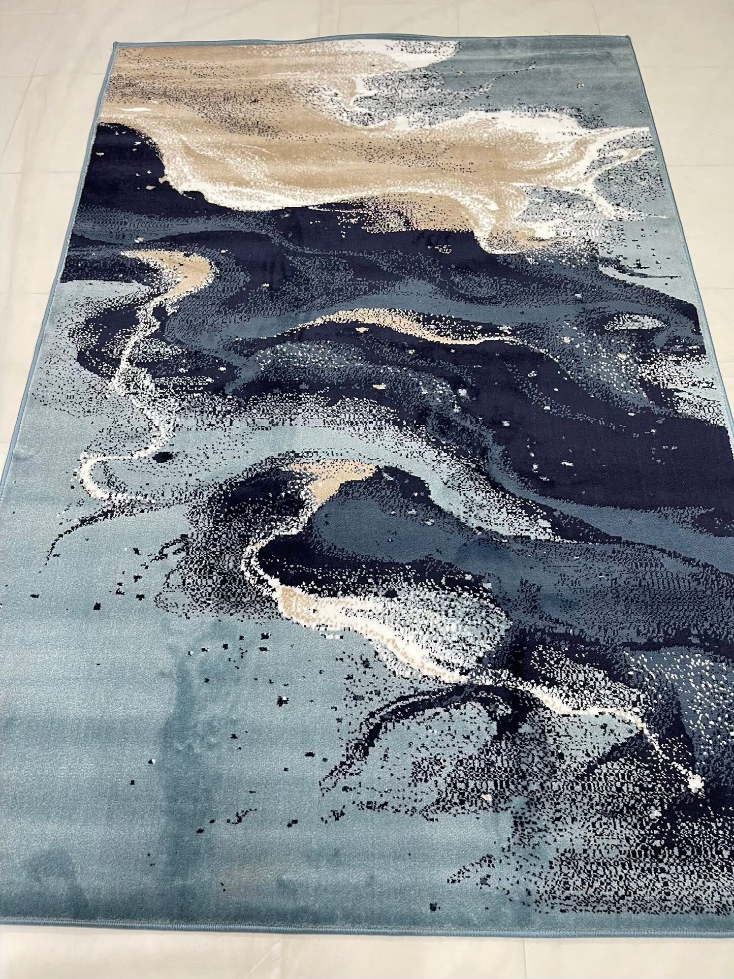 Modern polypropylene Rug,back woven(Article-6771-Feroze ) Size : 5ft width  x 7.3ft length (150cm x 220cm)