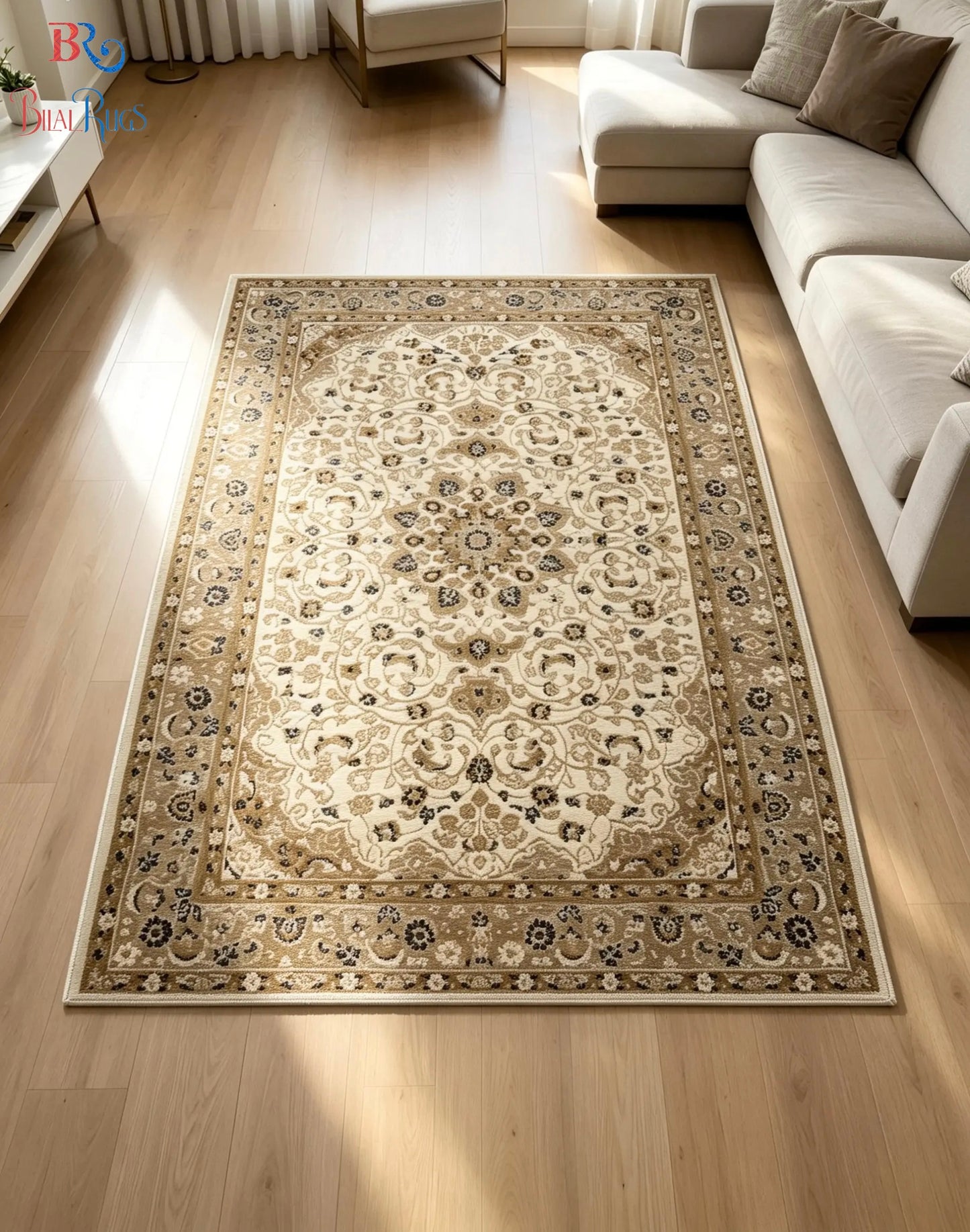 Persian polypropylene Rug,back woven(Article-19-Off white)