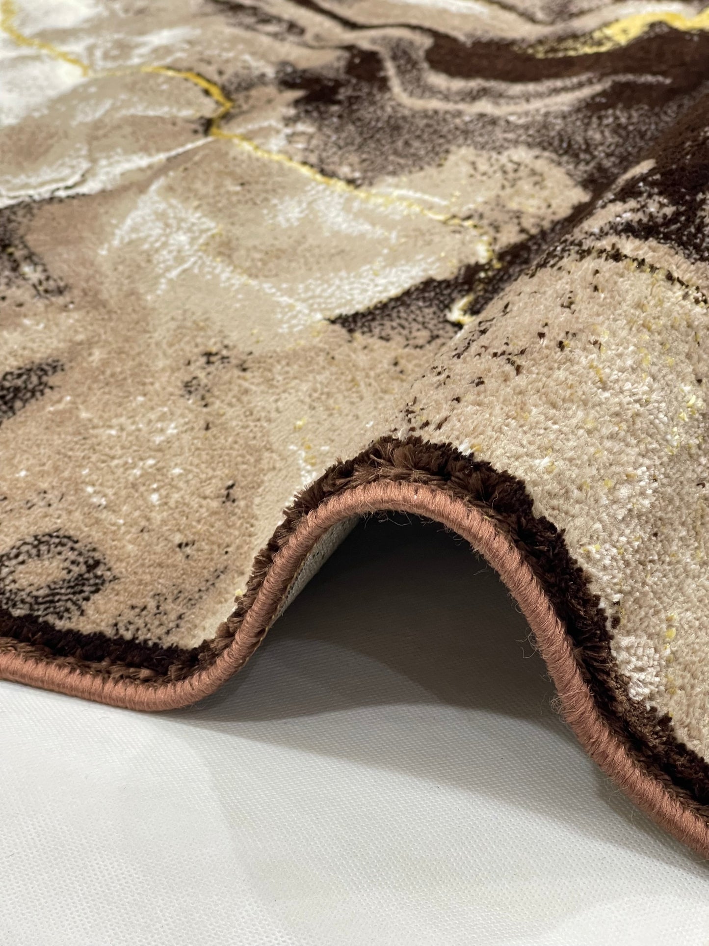 Polyester Silk Woven Rug.(Article-1560-Brown) Size : 4 ft width x 5.6 ft length