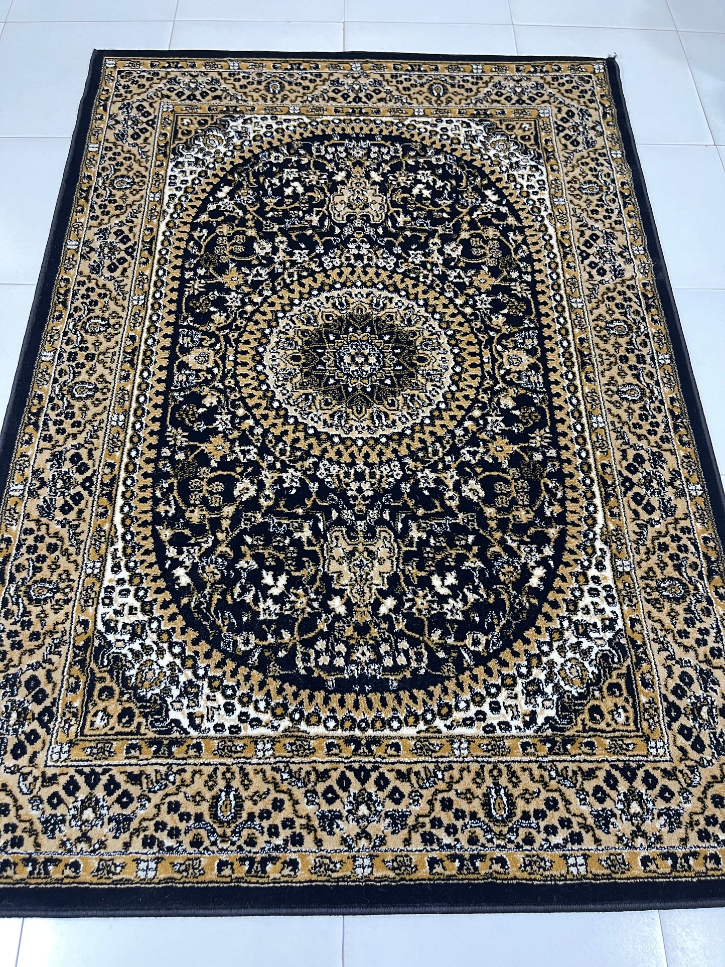 Persian polypropylene Rug,back woven(Article-22-Black)