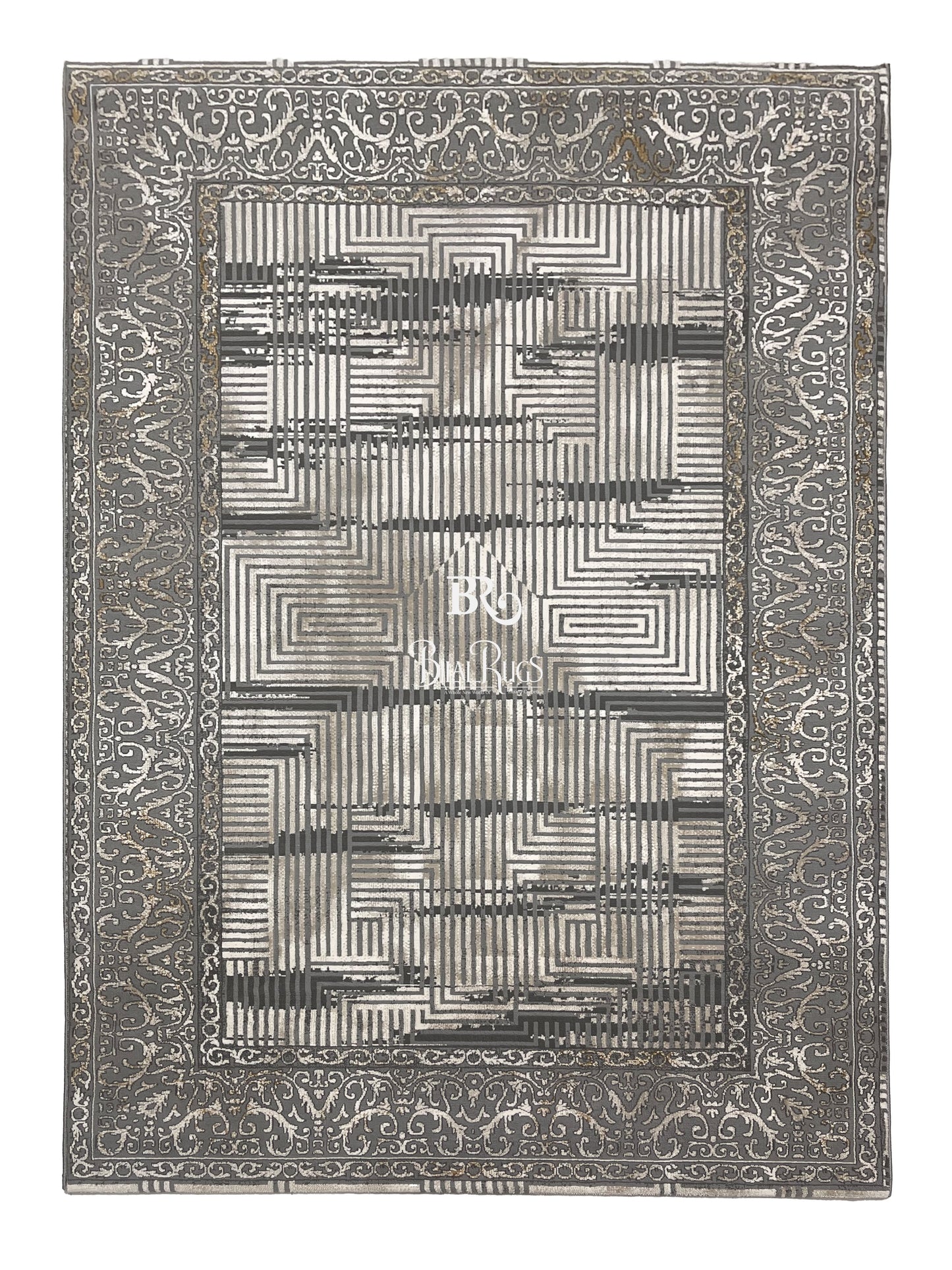 Irani Vintage Woven Rug.  Article -2079-Grey Size: 5 ft width x 7.3 ft length (150cm x 220cm)