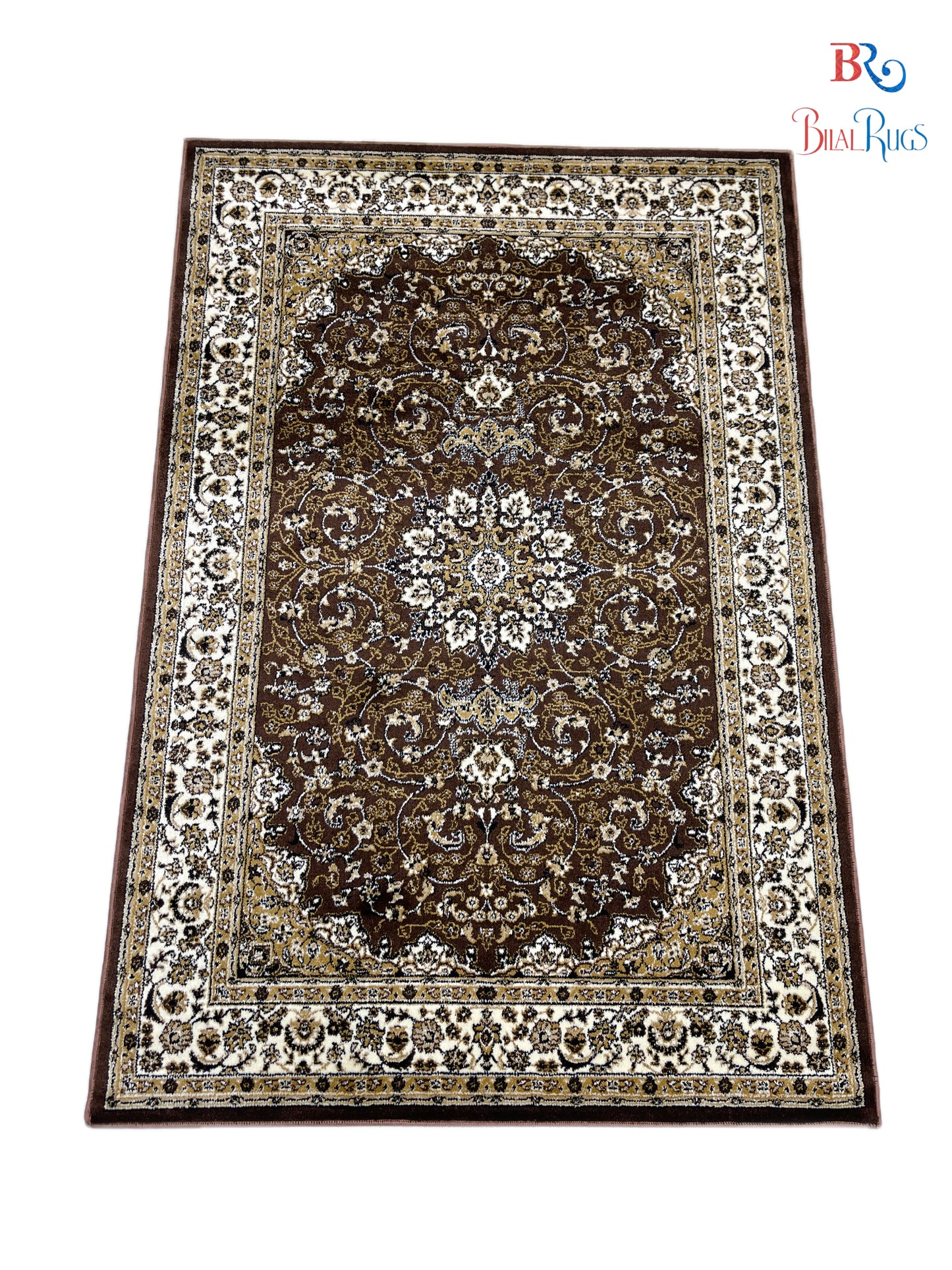 Persian Polypropylene Rug,back woven(Article-19-Brown) Size : 5ft width  x 7.3ft length (150cm x 220cm)