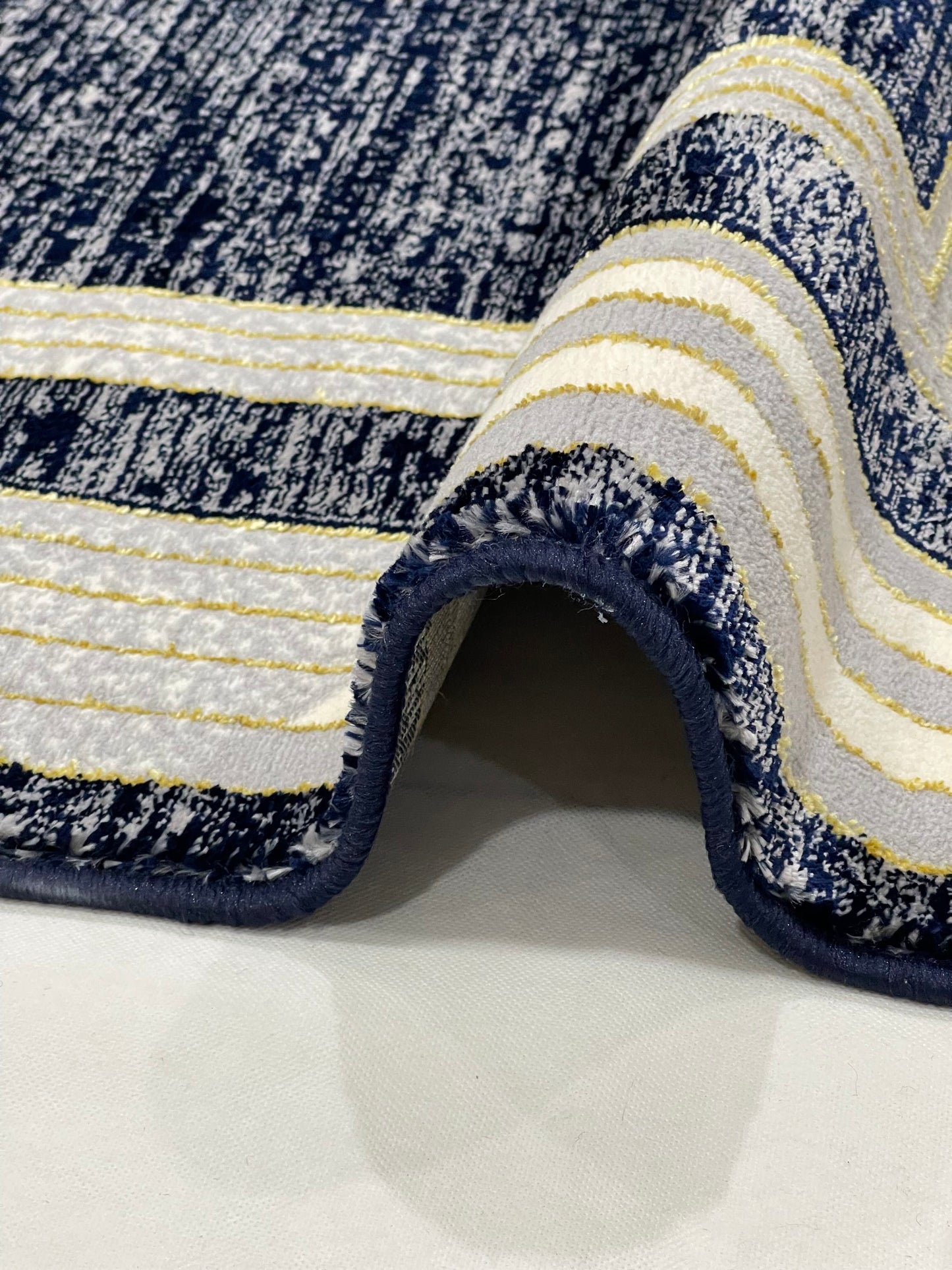 Polyester Silk Woven Rug.(Article-1454-Blue) Size : 3 ft width x 5 ft length ( 100cm x 150cm)