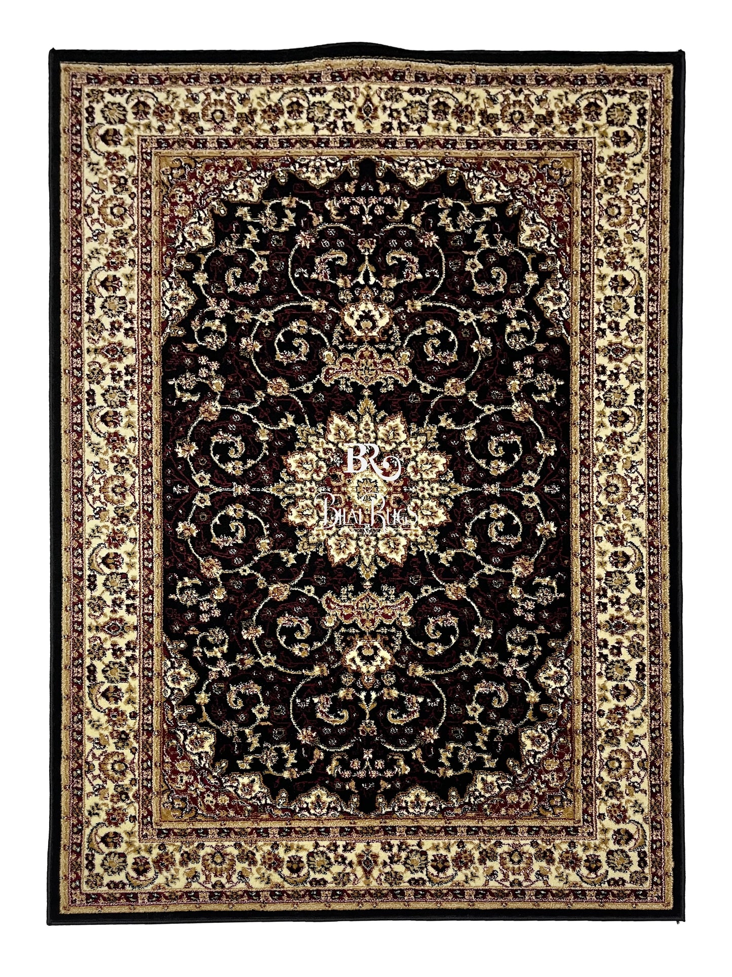 Persian polypropylene Rug,back woven(Article-25-Black)