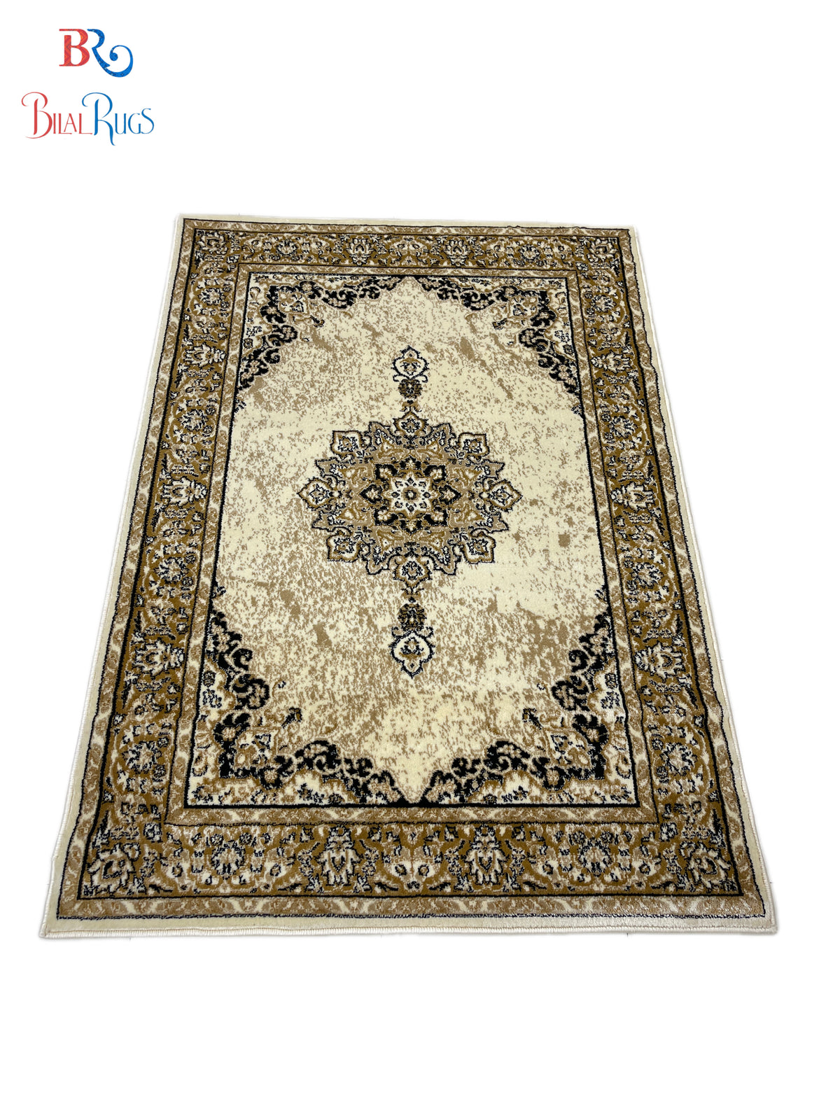 Persian Polypropylene Rug,Woven Back (Article-41-Off white)