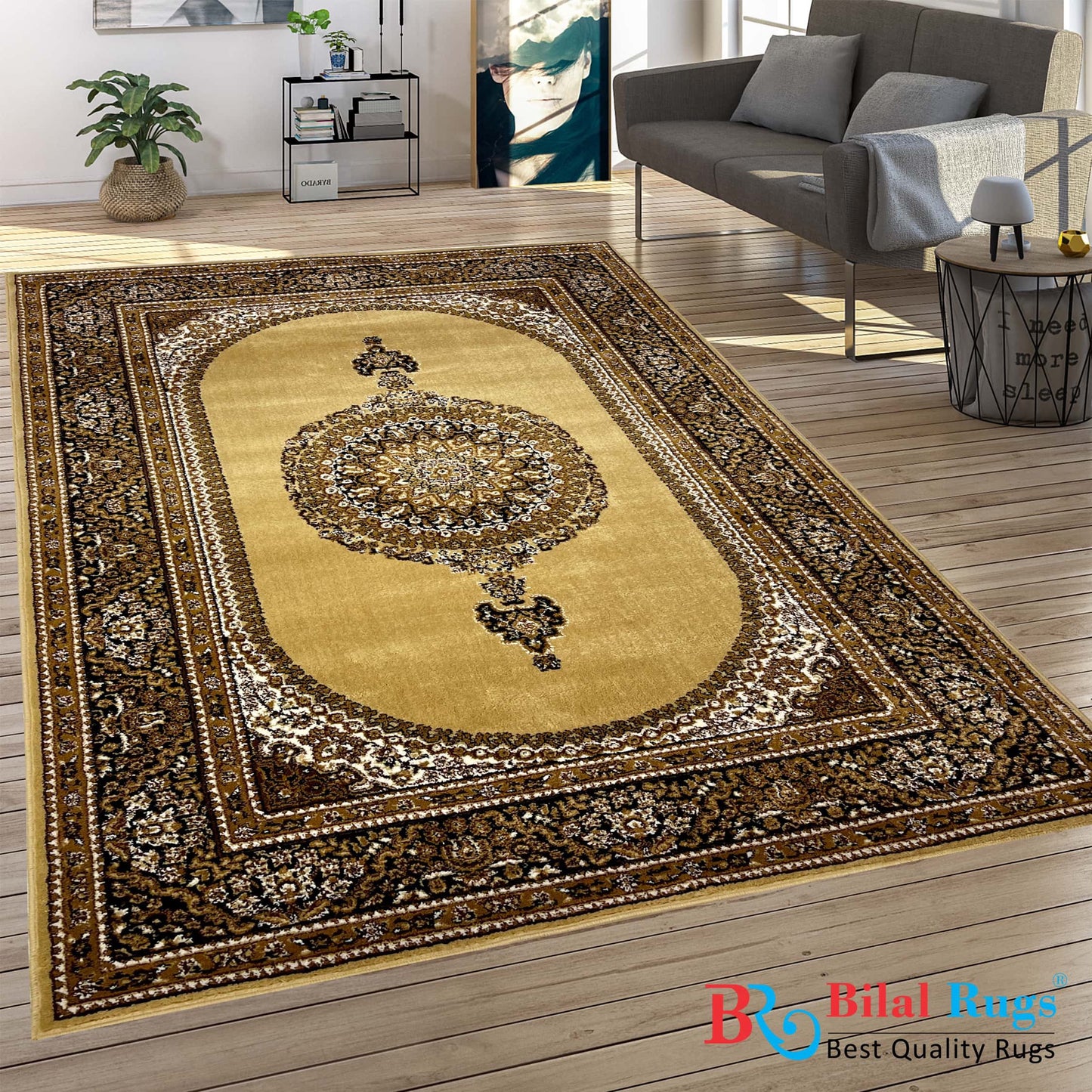 Persian polypropylene Rug,back woven(Article-22-Beige)