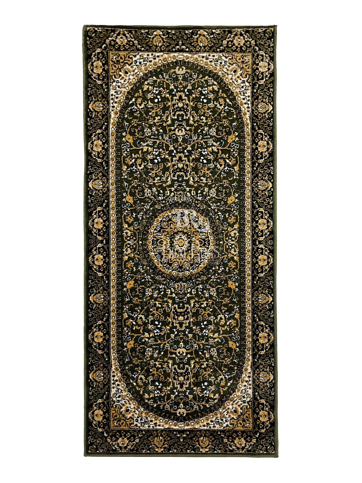 Green Persian Polypropylene Woven Runner.
 Size : 2.6 ft width x 6.6 ft length
 (80 cm x 200cm)