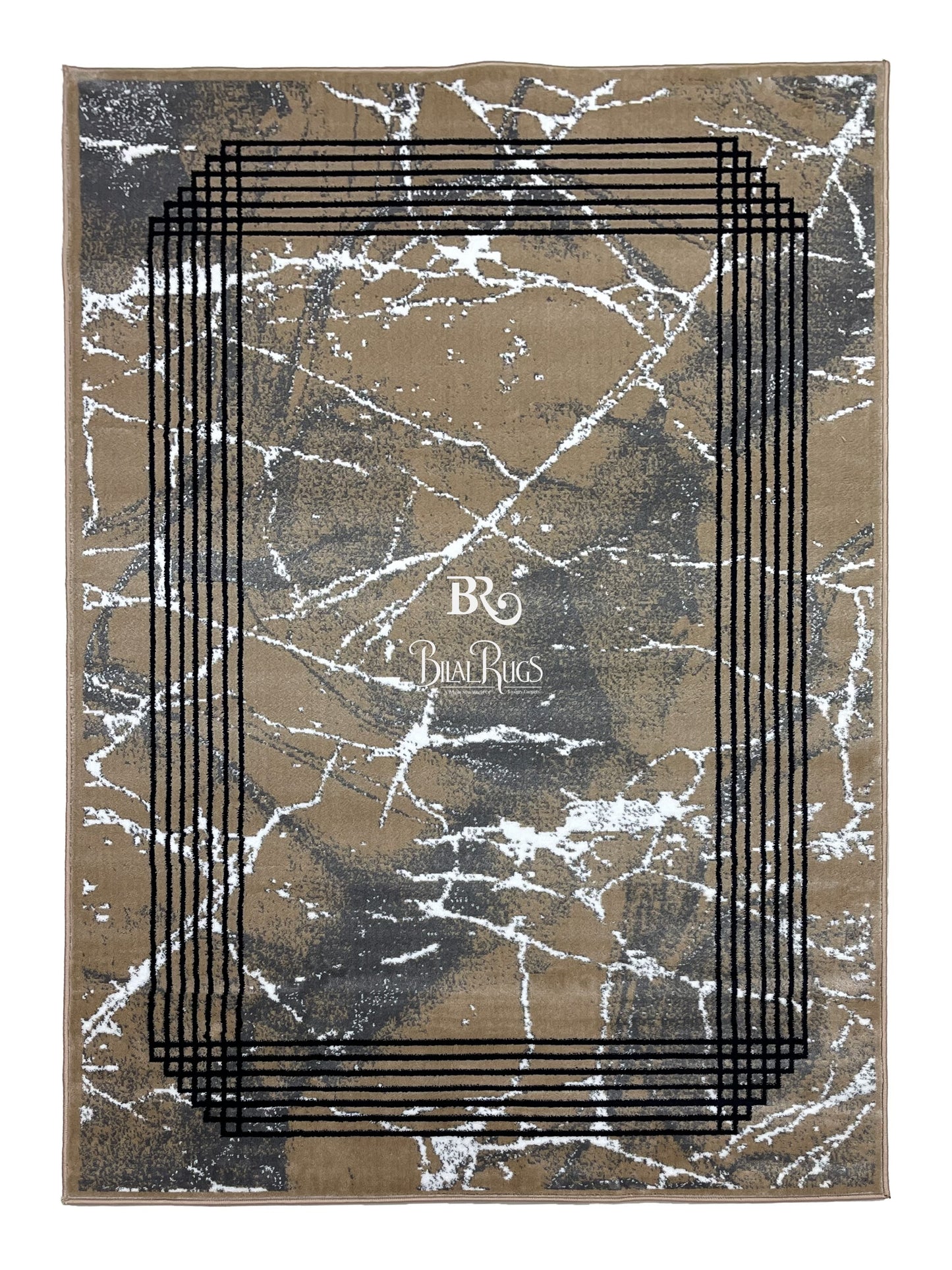 Modern polypropylene Rug,back woven(Article-6576-Mink ) Size : 5ft width  x 7.3ft length (150cm x 220cm)