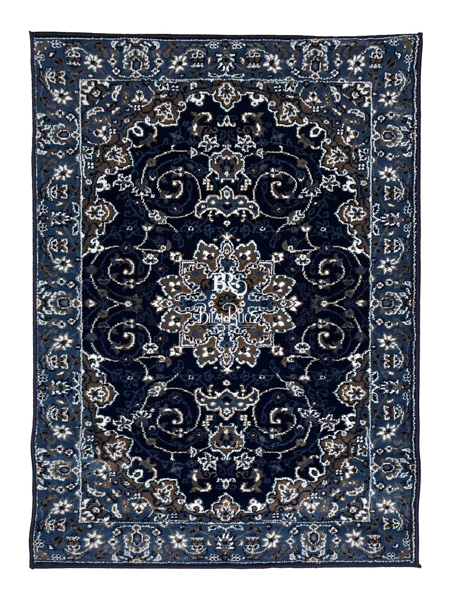 Persian Polypropylene Rug,Woven Back (Article-19-Dark Blue) Size : 3 ft width x 5 ft length (100cm x 150 cm)