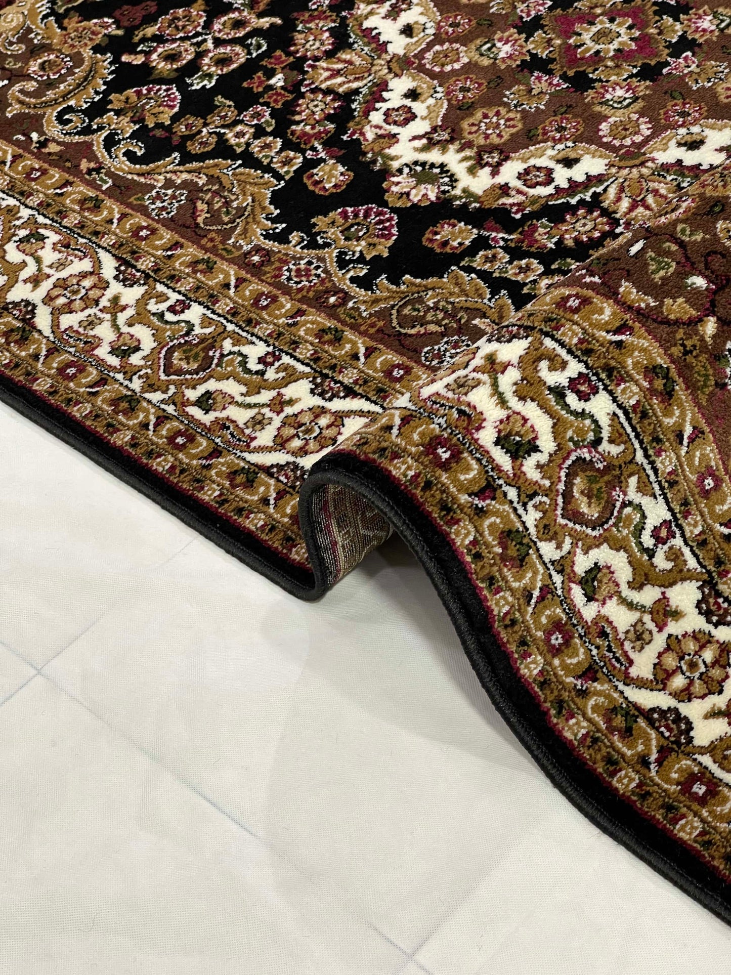 Persian polypropylene Rug,back woven(Article-37-Black)