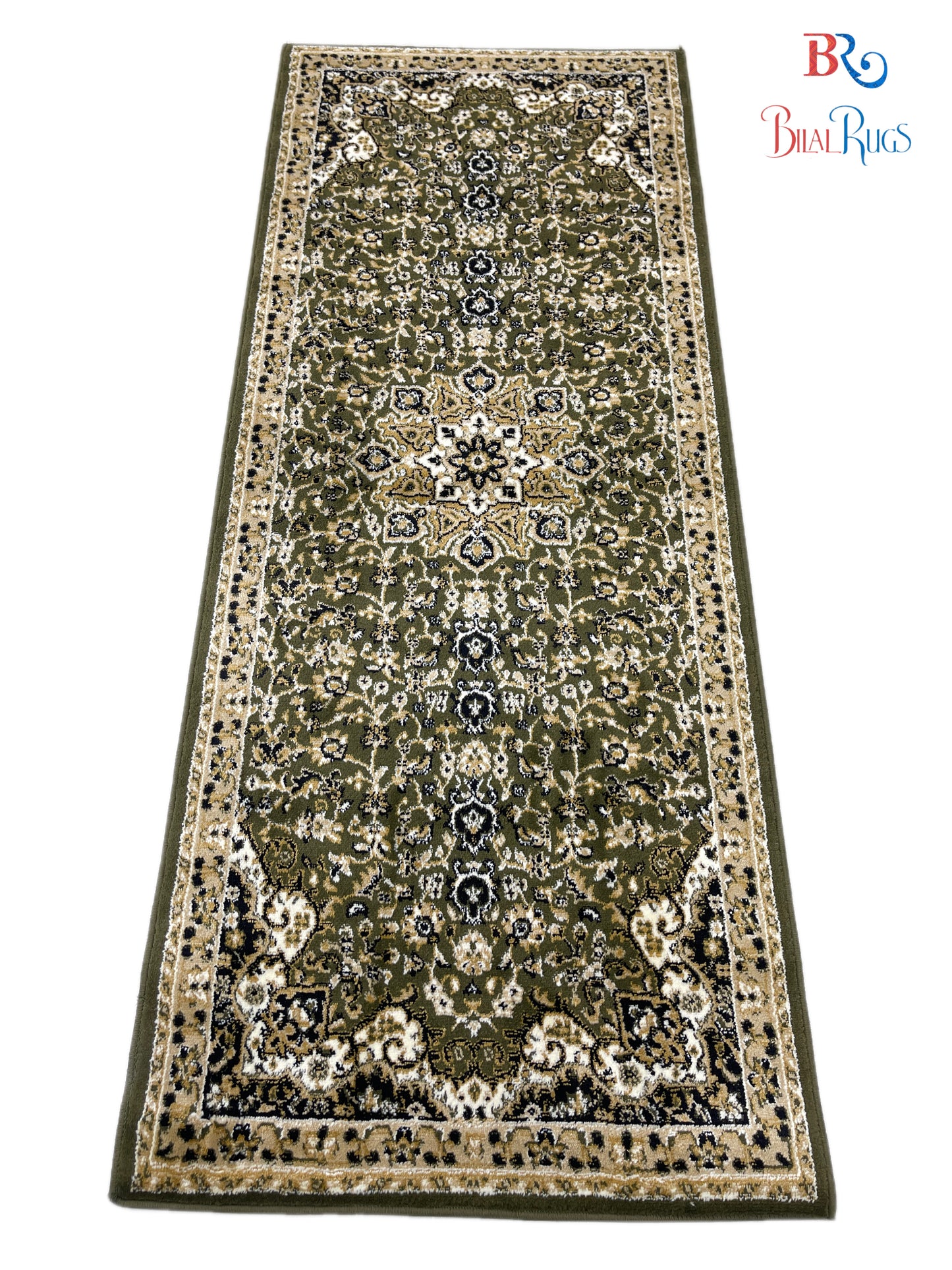 Green Persian Polypropylene Woven Rug.
 Size : 2.6 ft width x 6.6 ft length
 (80 cm x 200cm)