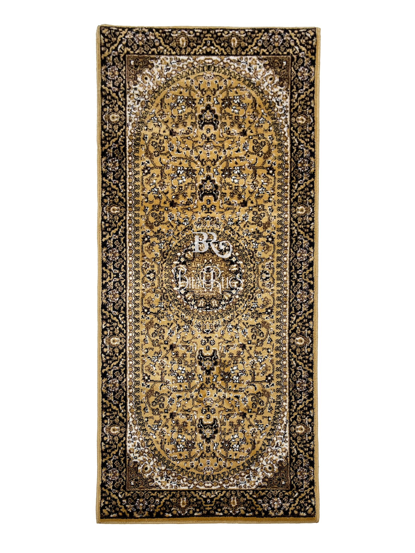 Beige Persian Polypropylene Woven Rug.  Size : 2.6 ft width x 6.6 ft length  (80 cm x 200cm)
