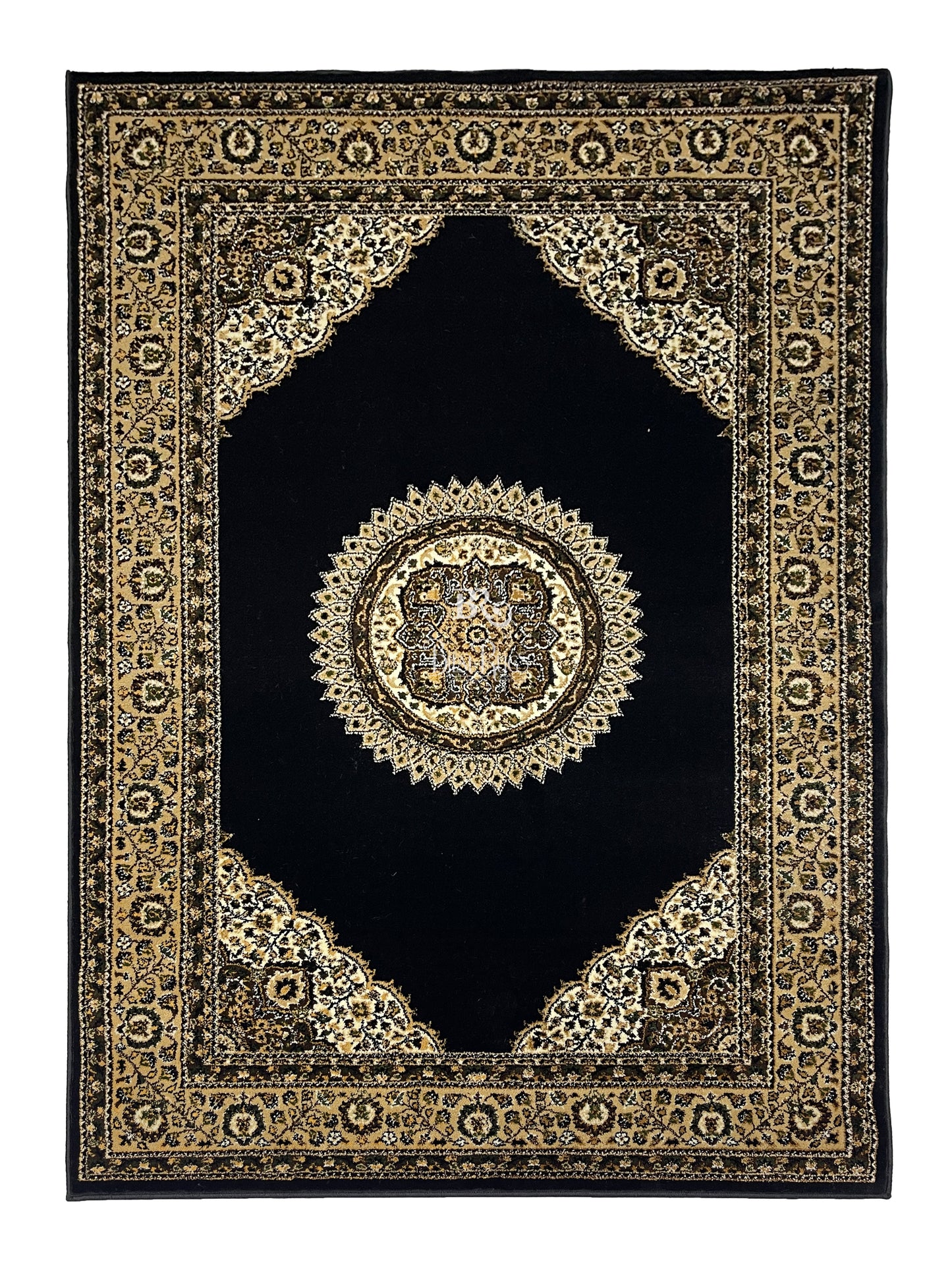 Persian Polypropylene Rug,back woven(Article-31-Black)
Size : 5ft width  x 7.3ft length (150cm x 220cm)