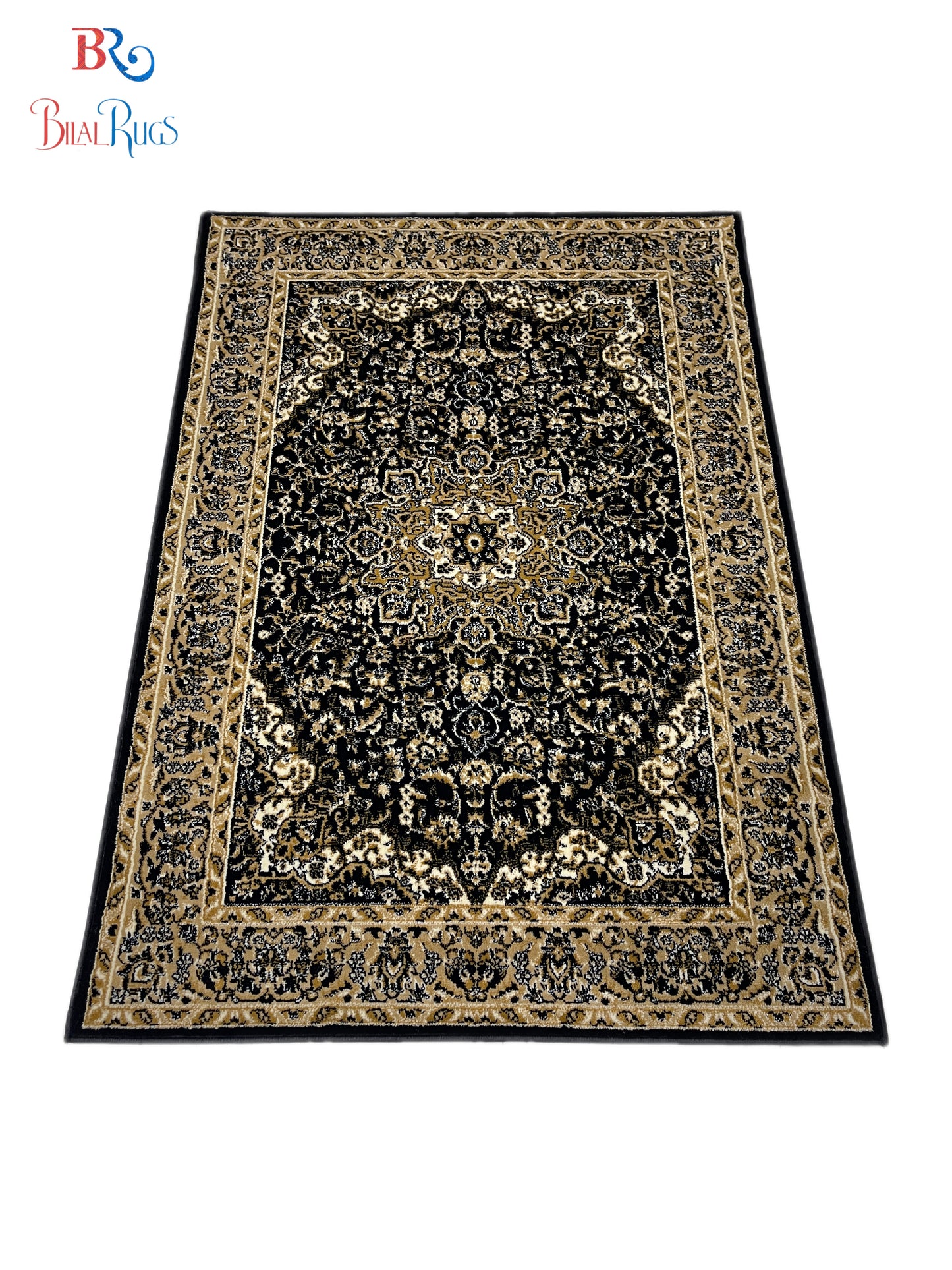 Persian polypropylene Rug,back woven(Article-20-Black)